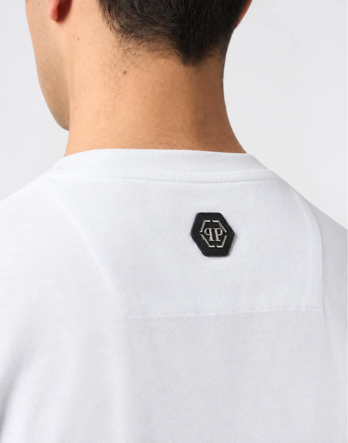 Round Neck T-Shirt Embroidery Hexagon, цвет: Белый