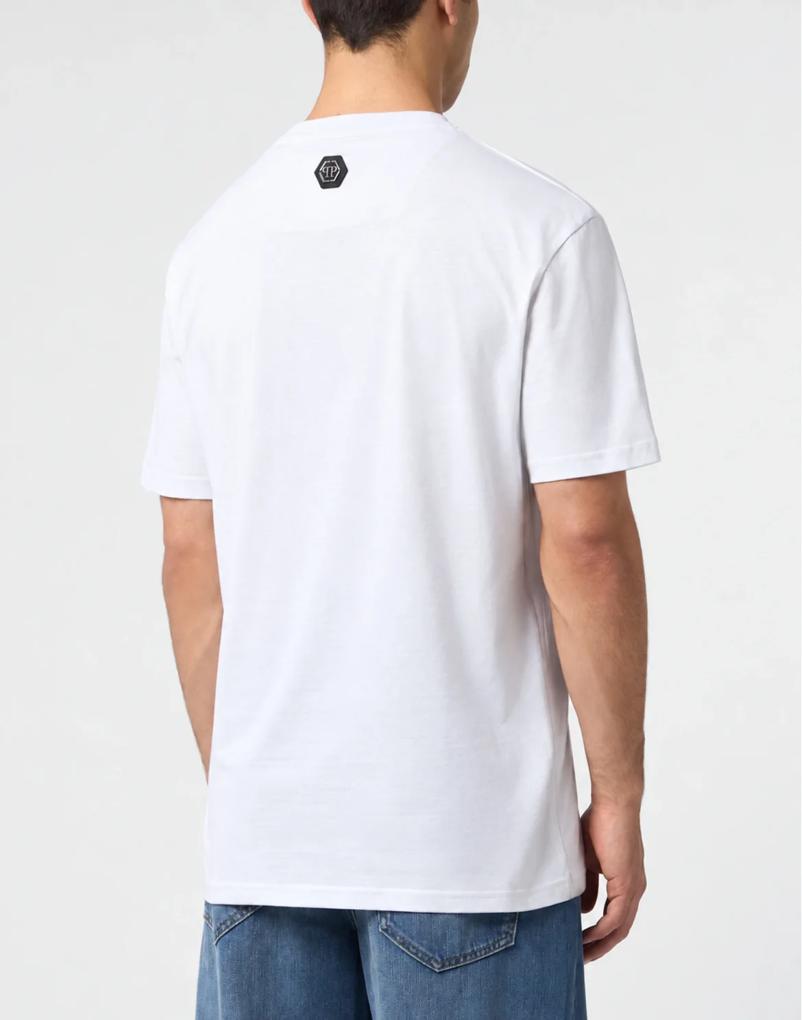 Round Neck T-Shirt Embroidery Hexagon, цвет: Белый