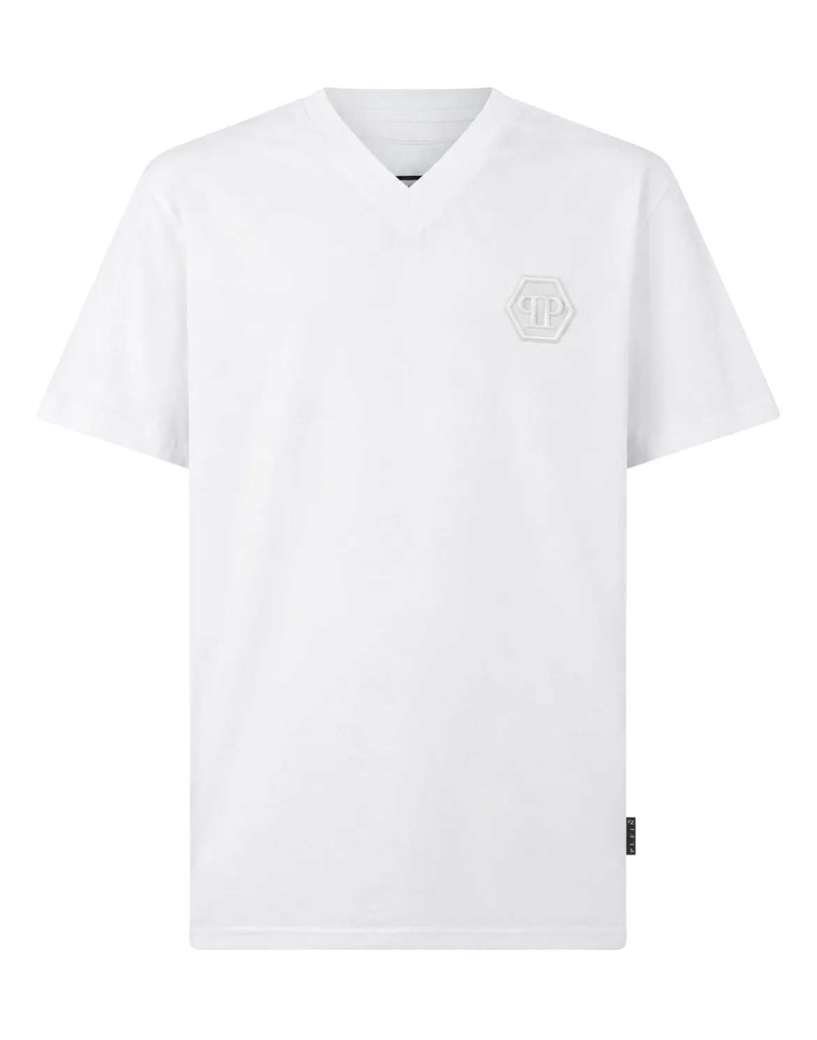 V-Neck T-Shirt Embroidery Hexagon, цвет: Белый