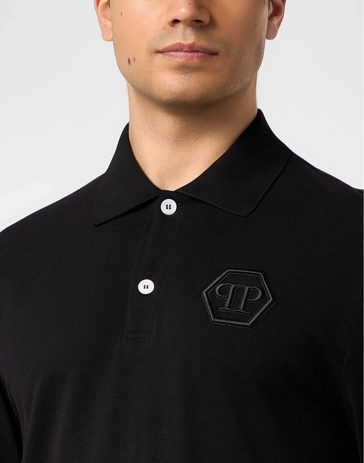 Polo T-Shirt Embroidery Hexagon, цвет: Черный