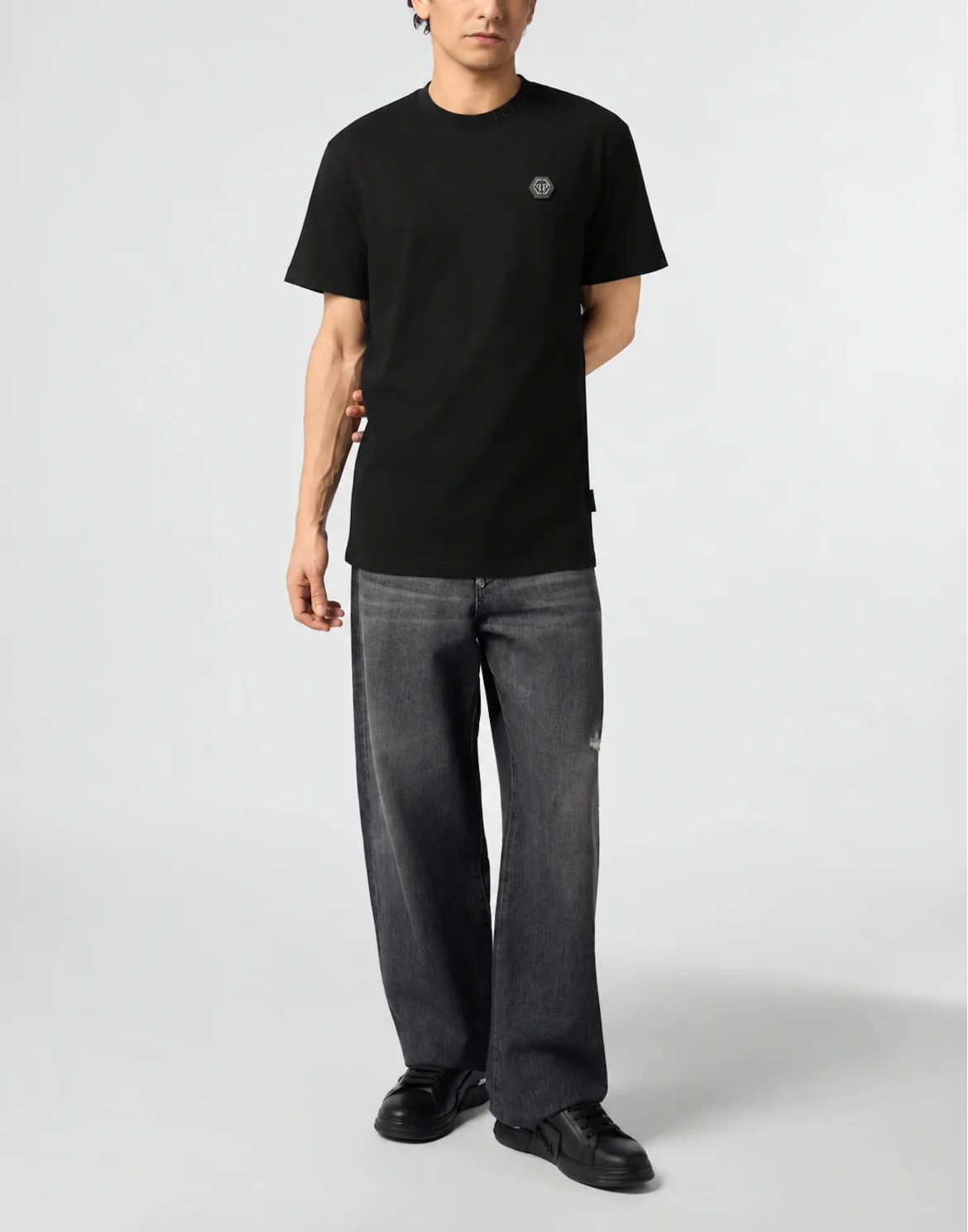 Round Neck T-Shirt Neck Logo, цвет: Черный