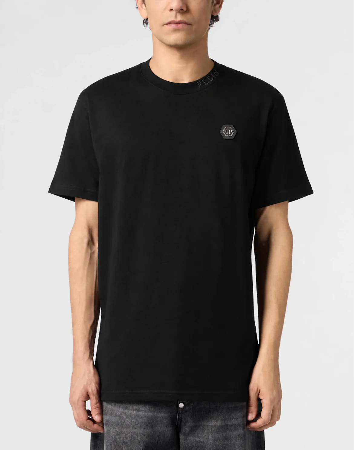 Round Neck T-Shirt Neck Logo, цвет: Черный
