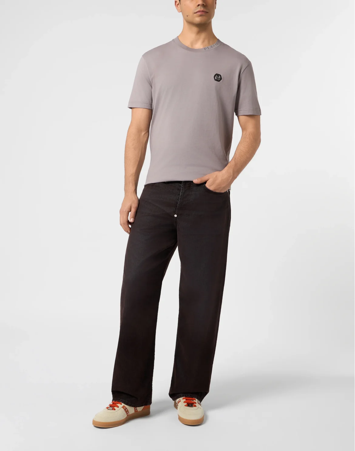 Round Neck T-Shirt Neck Logo, цвет: Бежевый