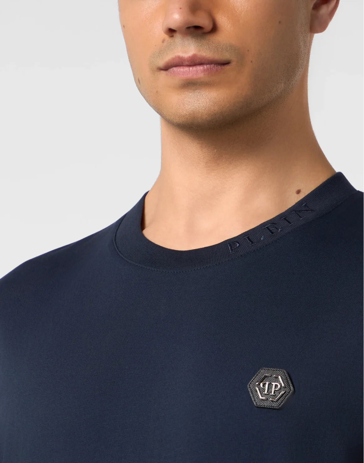 Round Neck T-Shirt Neck Logo, цвет: Синий