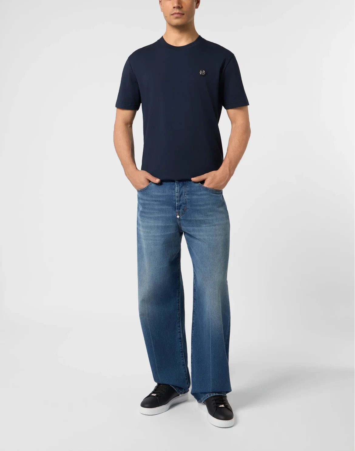 Round Neck T-Shirt Neck Logo, цвет: Синий
