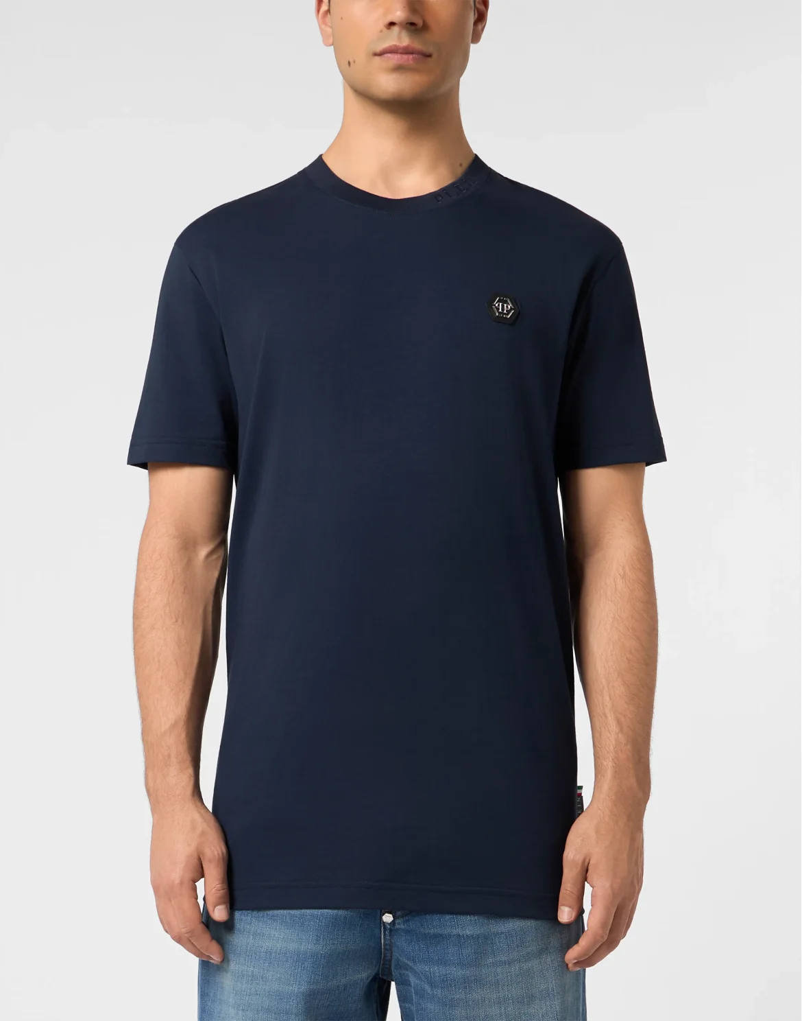 Round Neck T-Shirt Neck Logo, цвет: Синий