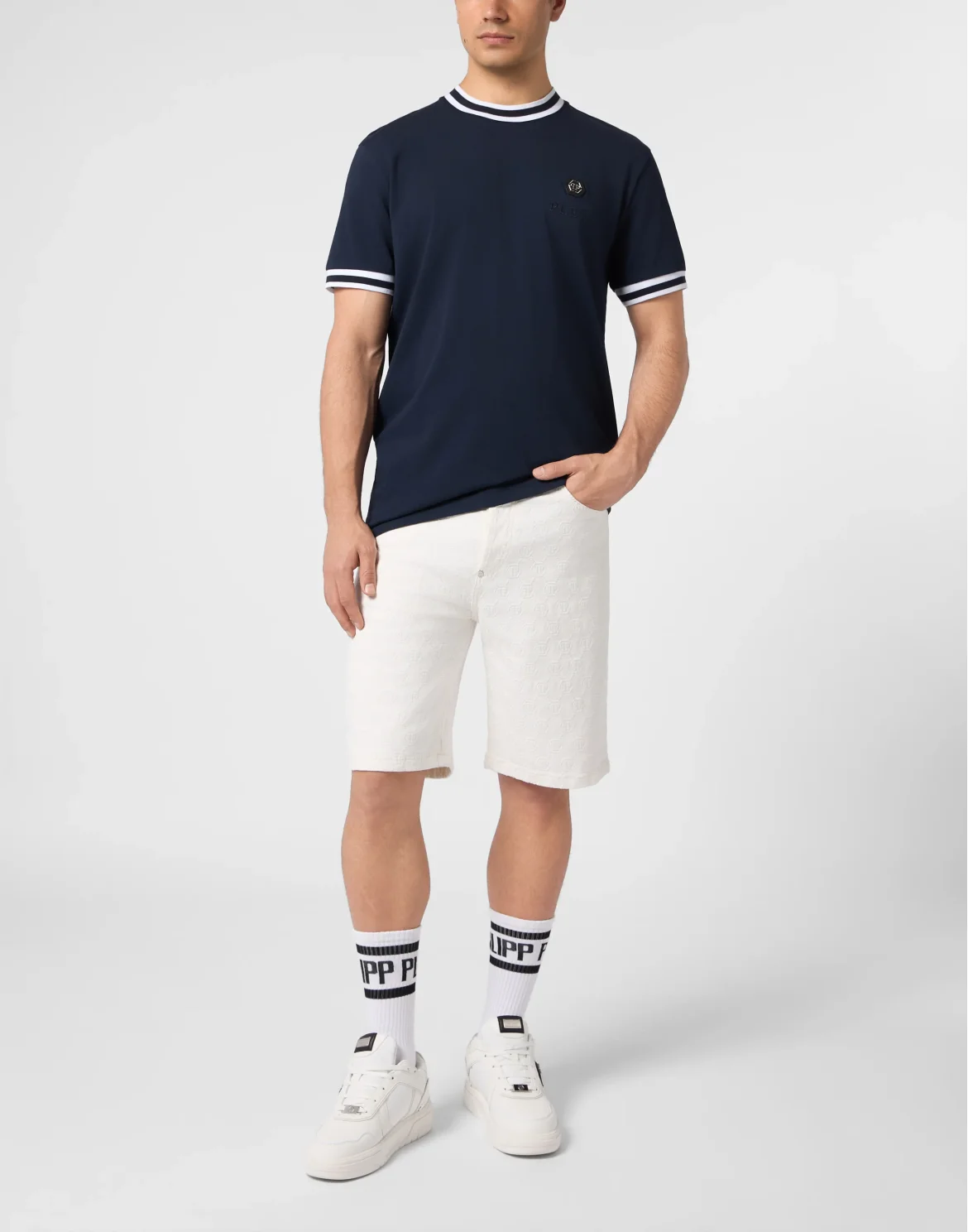 Round Neck T-Shirt Placca Stripes, цвет: Синий
