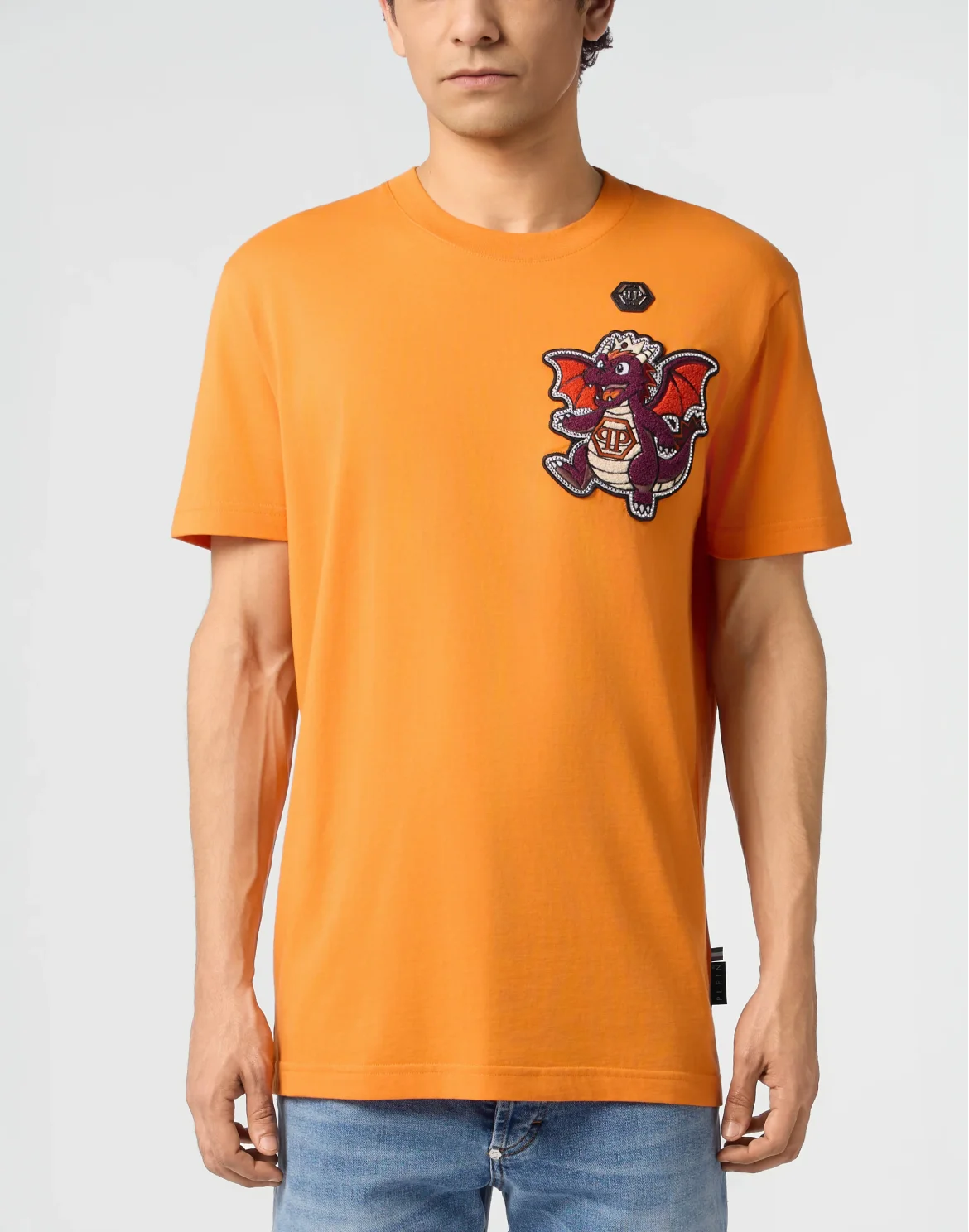 Round Neck T-Shirt Chest Dragon Stones, цвет: Оранжевый