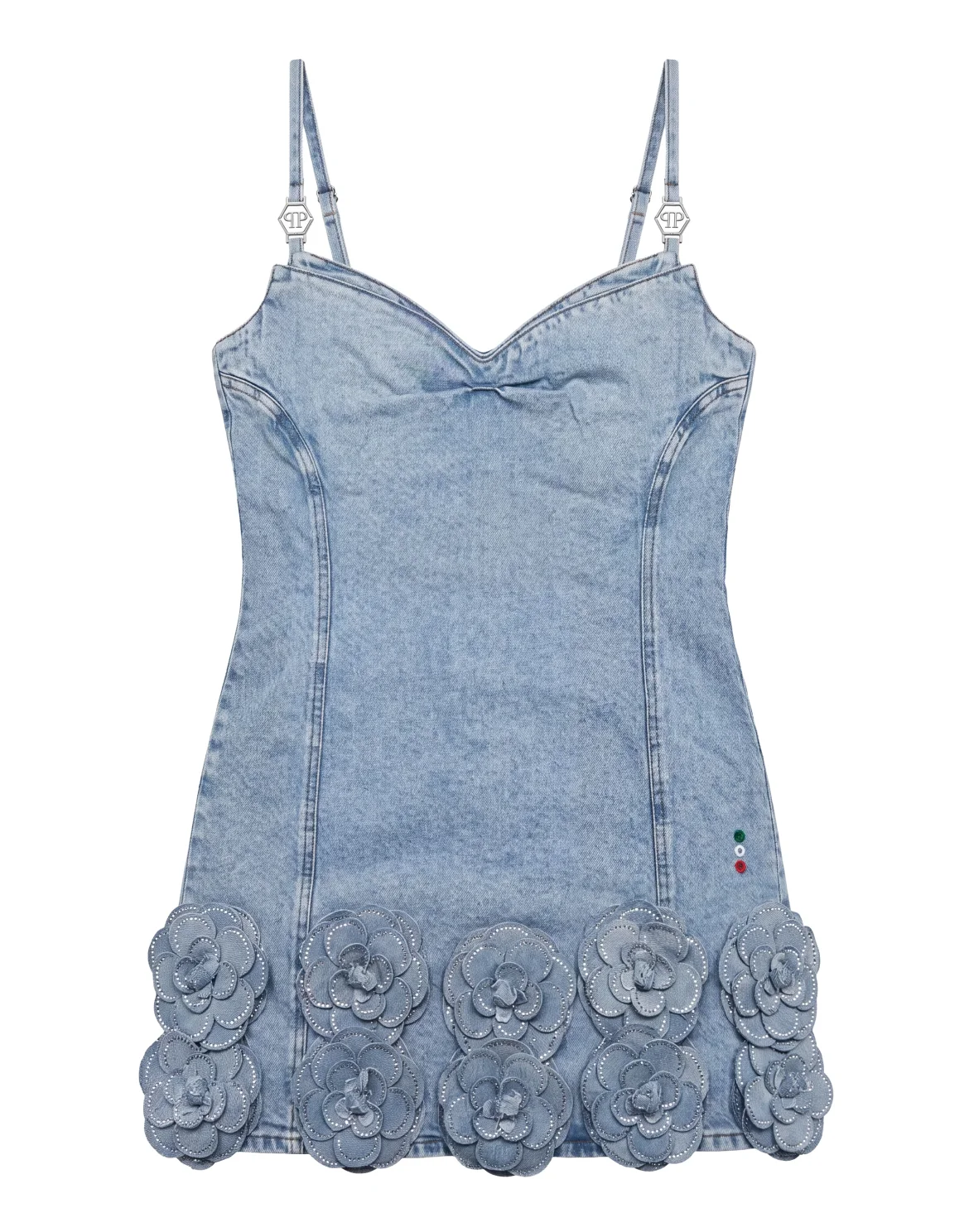 Denim Mini Dress Roses Strass, цвет: Голубой