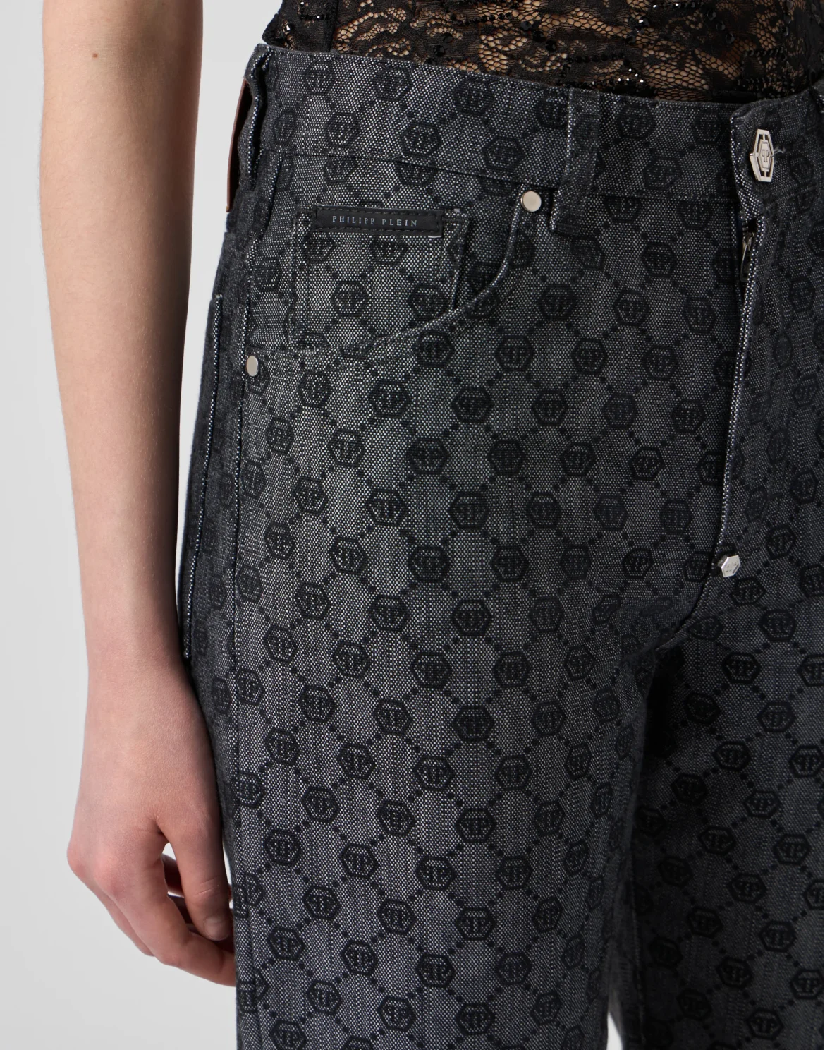 Straight Fit Jeans Big Monogram, цвет: Синий