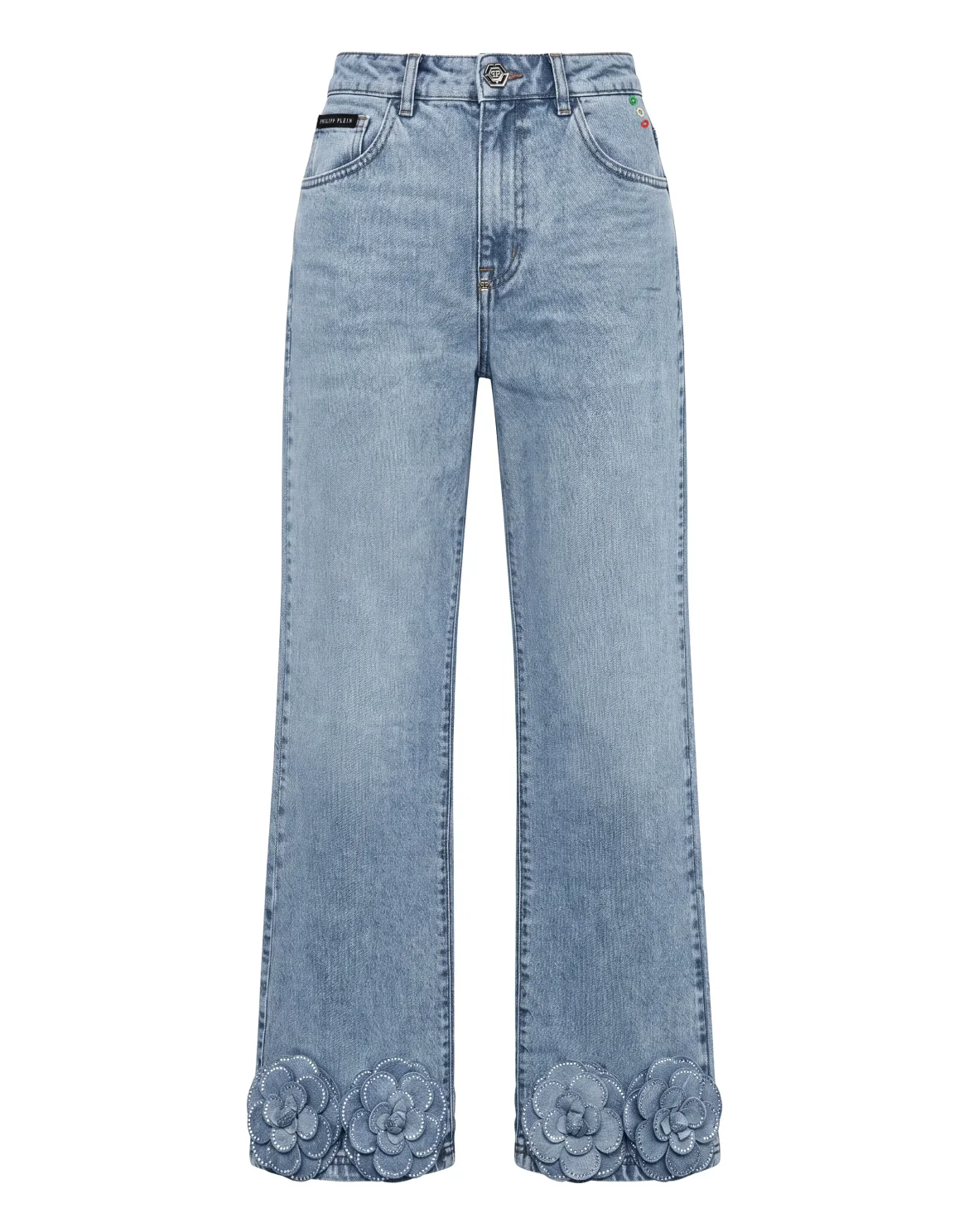 Straight Cut Jeans Roses Strass, цвет: Голубой