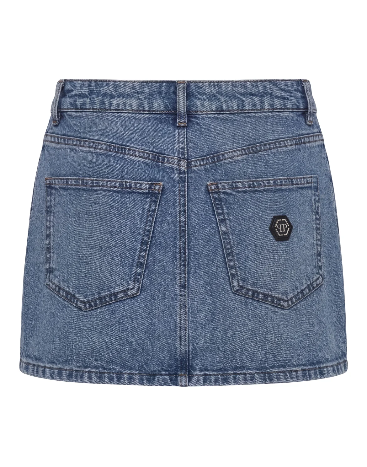 Denim Mini Skirt Rose Strass, цвет: Голубой