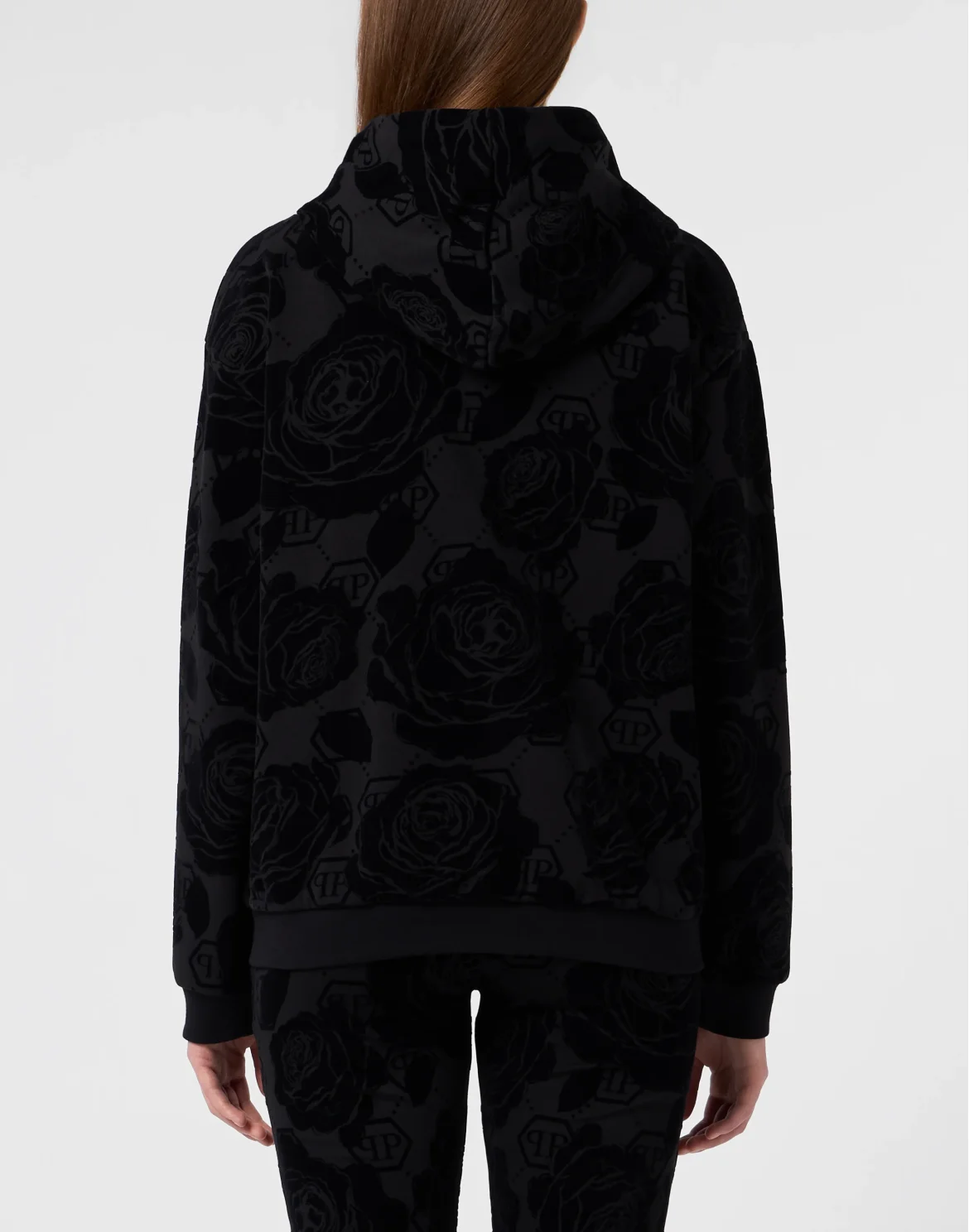 Zip Hoodie Flock Flower Monogram, цвет: Черный