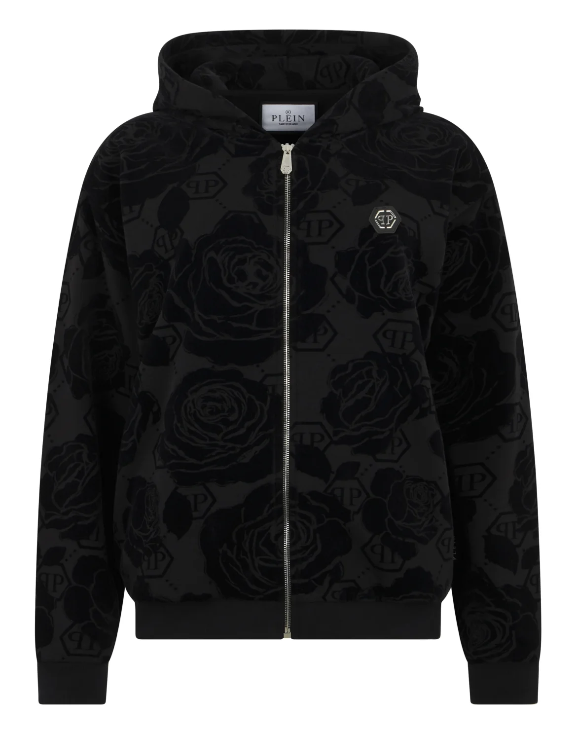 Zip Hoodie Flock Flower Monogram, цвет: Черный