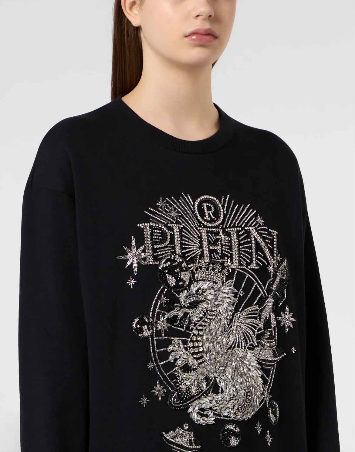 Round Neck Sweatshirt Zodiac, цвет: Черный