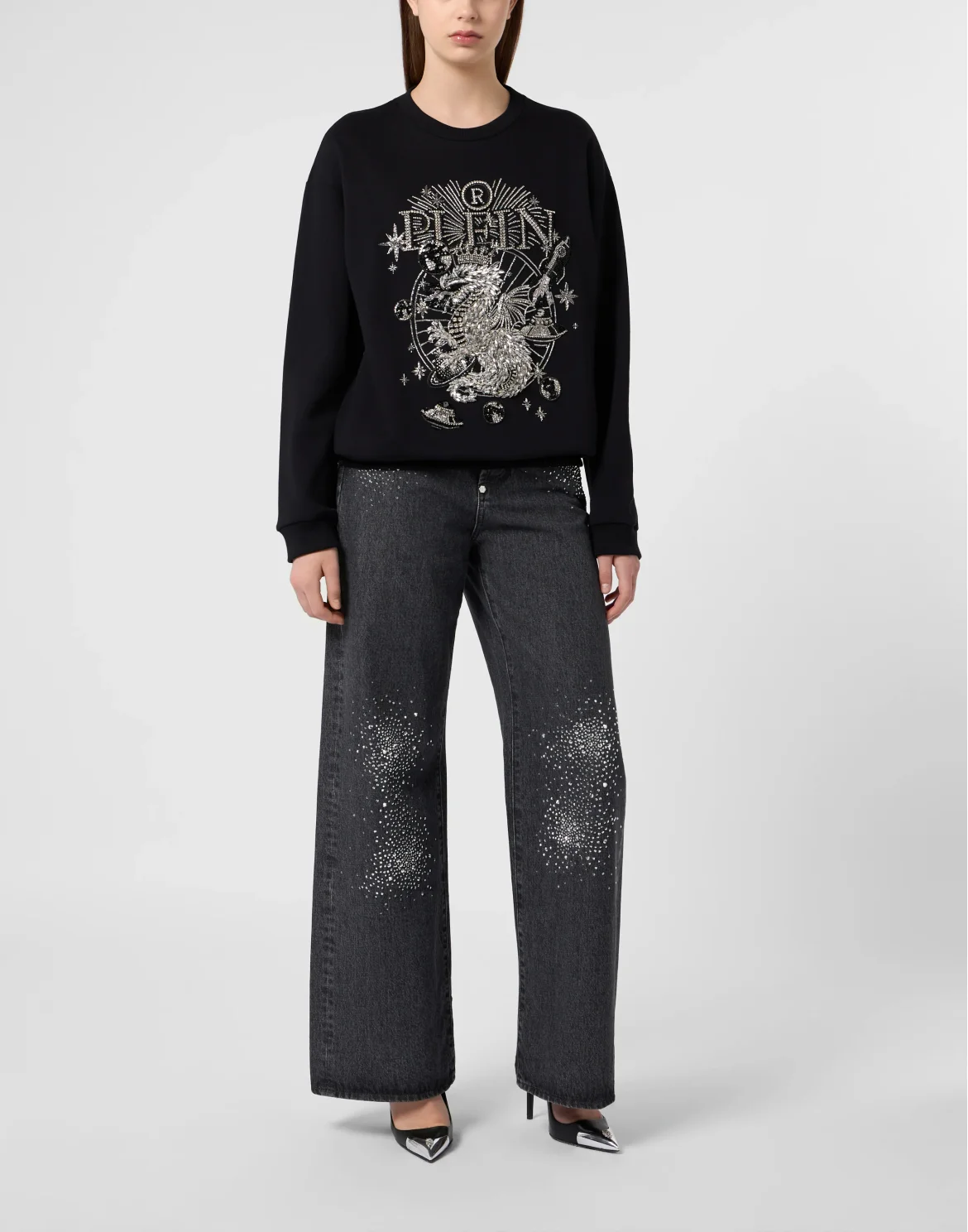 Round Neck Sweatshirt Zodiac, цвет: Черный