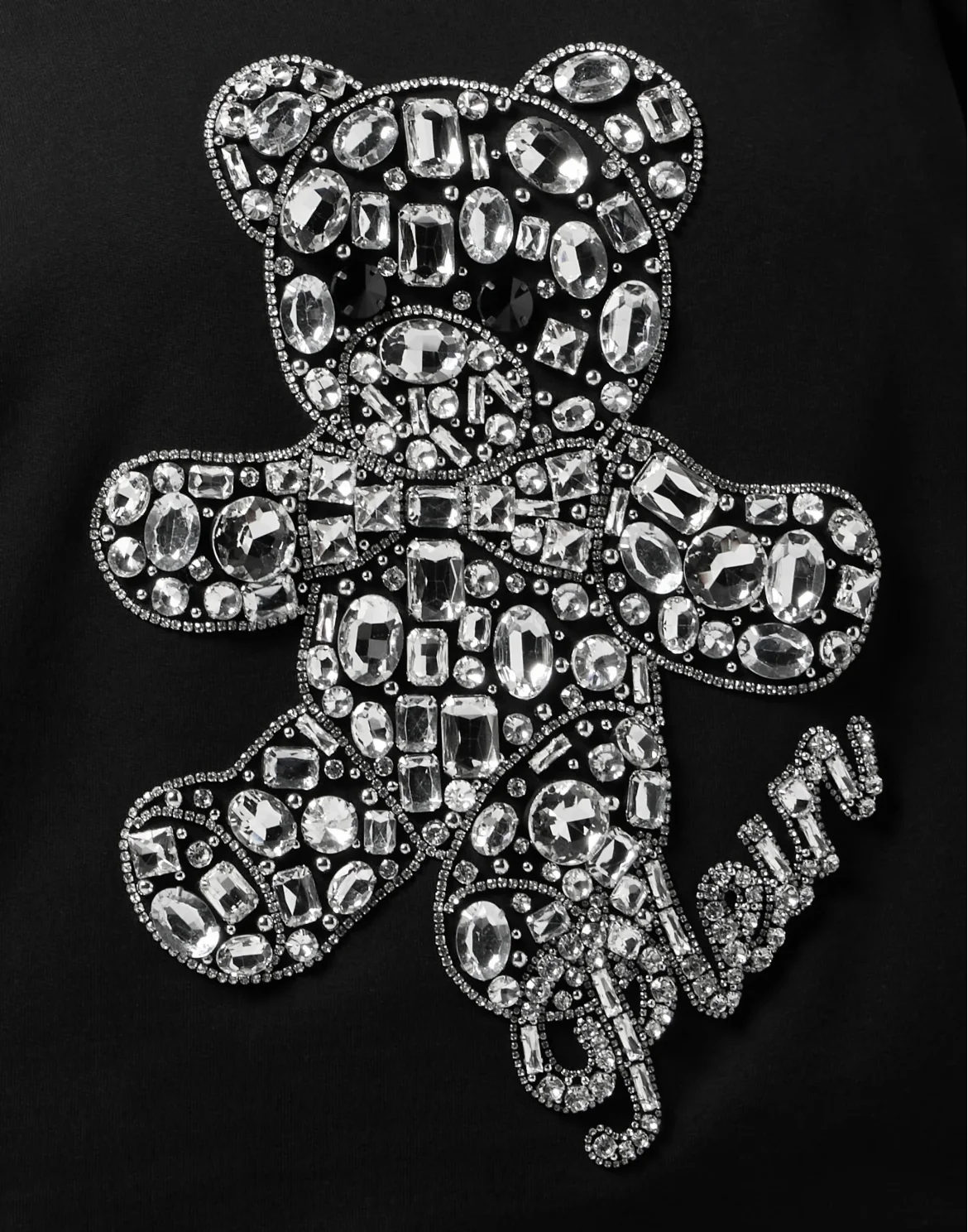 Round Neck Sweatshirt Crystal Teddy, цвет: Черный