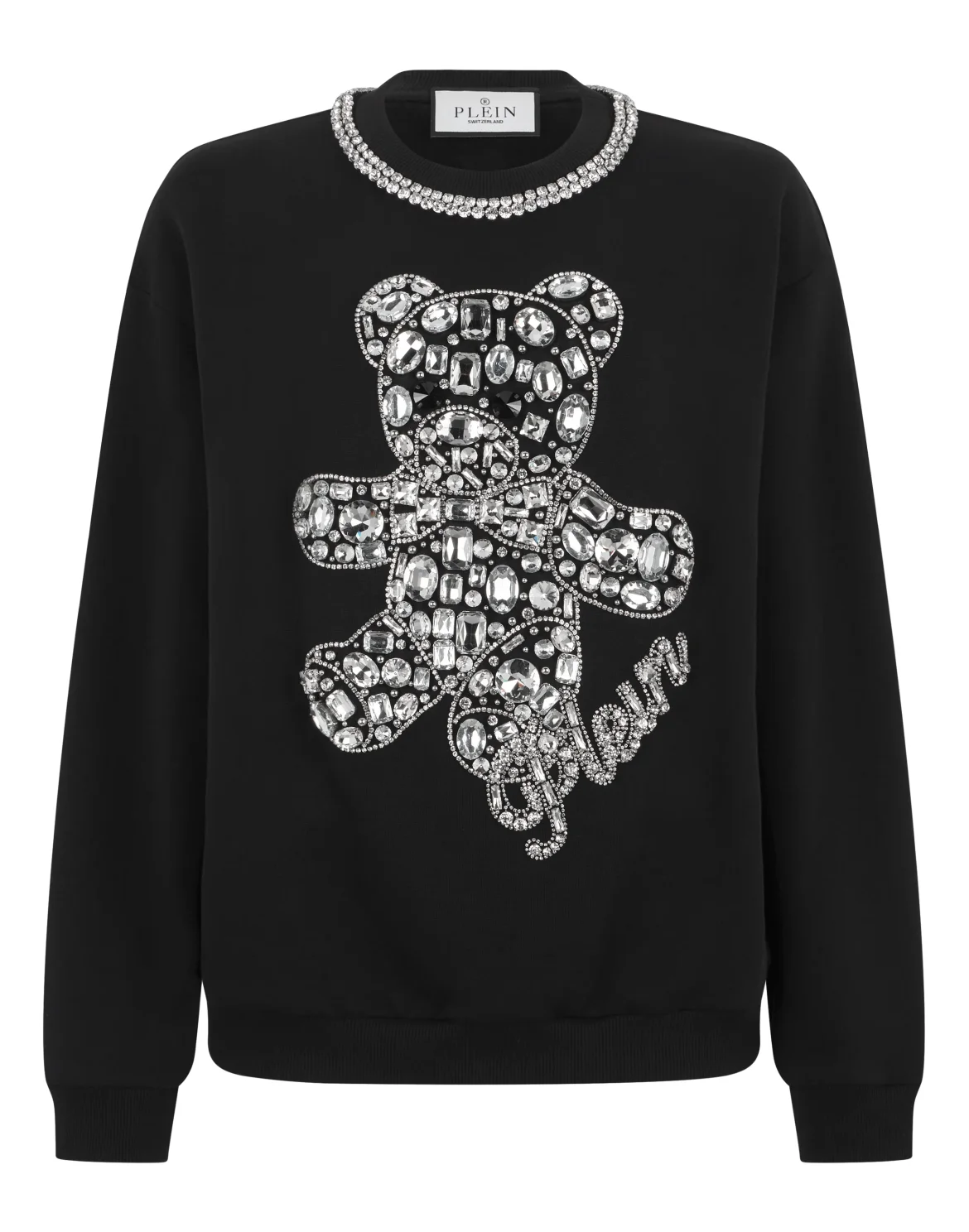 Round Neck Sweatshirt Crystal Teddy, цвет: Черный