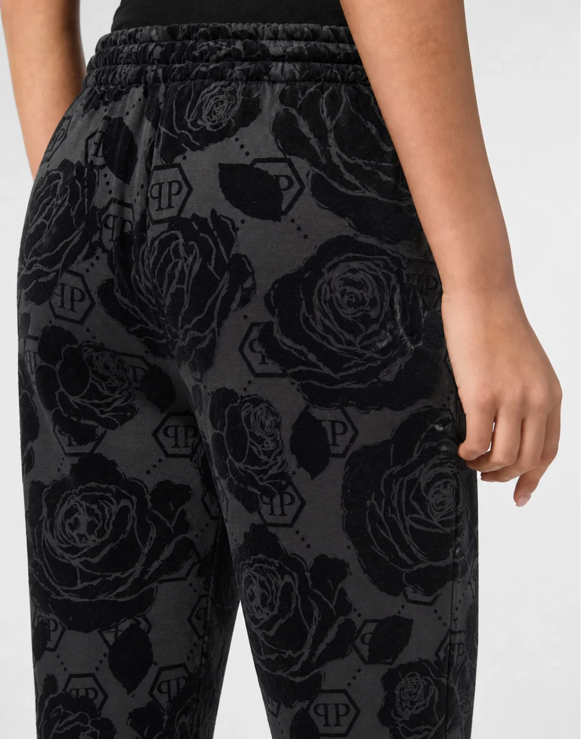 Jogging Pants Flock Flower Monogram, цвет: Черный