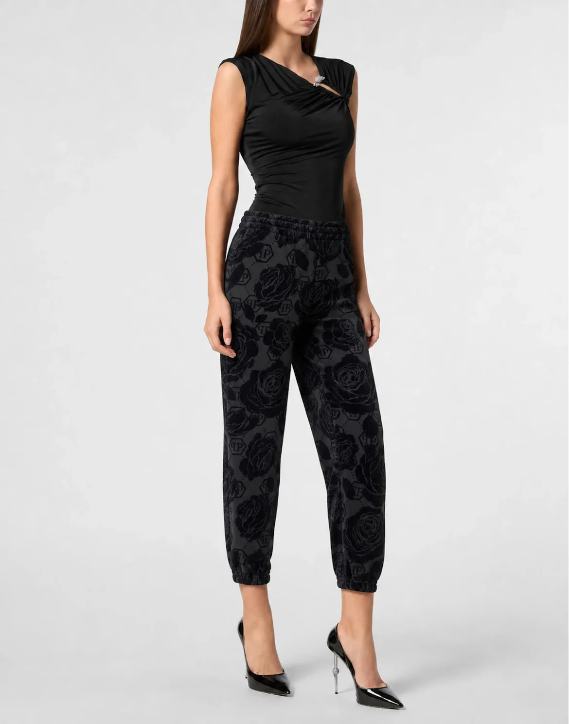 Jogging Pants Flock Flower Monogram, цвет: Черный