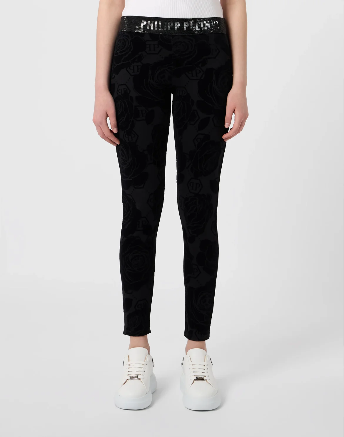 Leggings Flock Flower Monogram, цвет: Черный