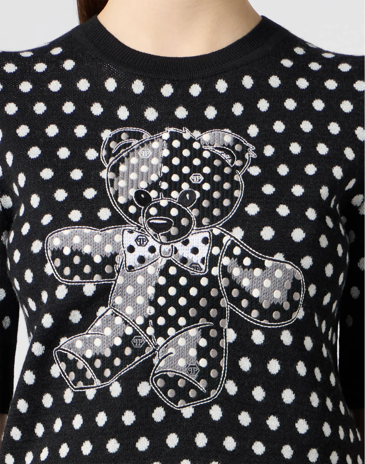 Knitted T-Shirt Teddy Polka Dot, цвет: Черный
