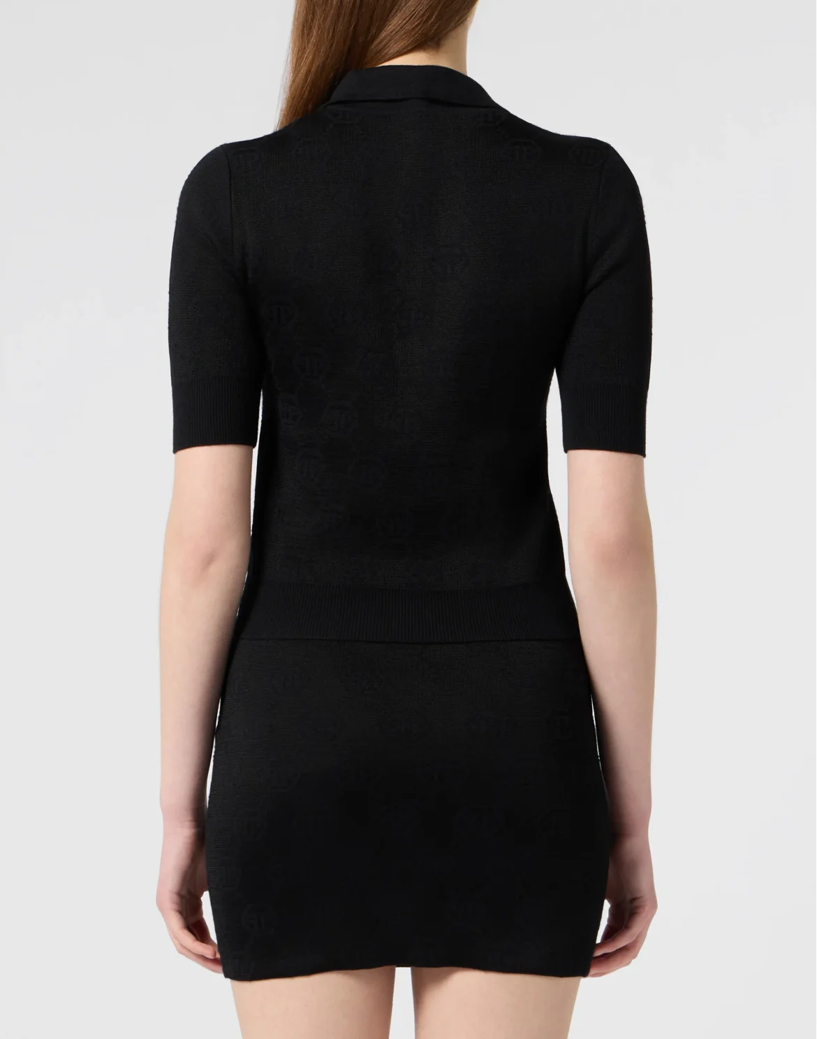 Merino Wool Regular Polo Jacquard Monogram, цвет: Черный