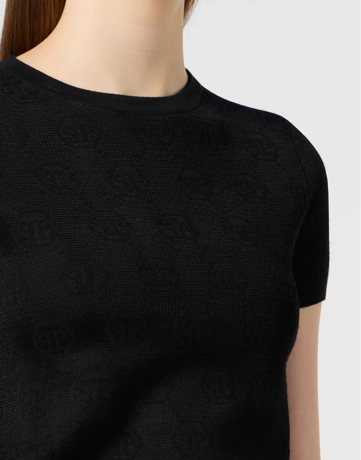 Merino Wool T-Shirt Jacquard Monogram, цвет: Черный
