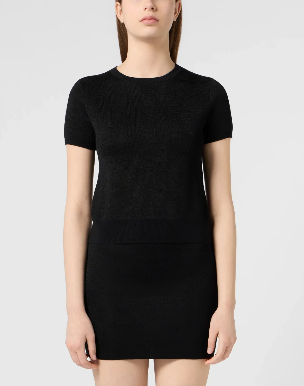 Merino Wool T-Shirt Jacquard Monogram, цвет: Черный