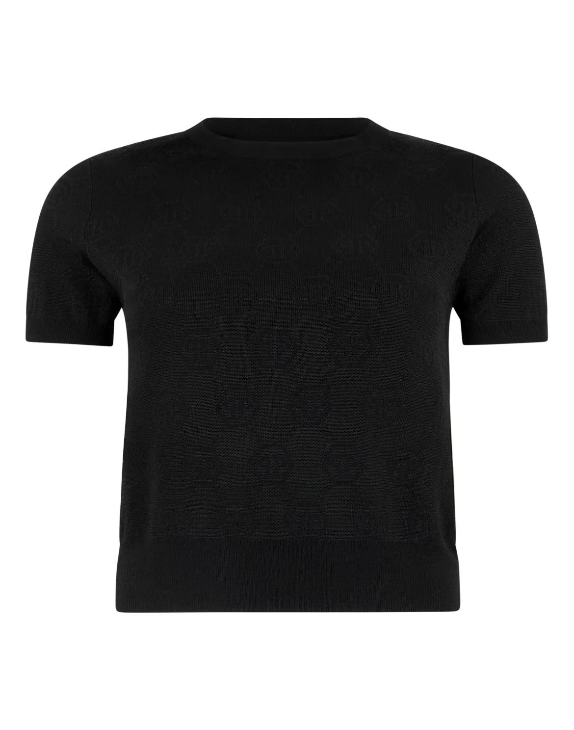 Merino Wool T-Shirt Jacquard Monogram, цвет: Черный