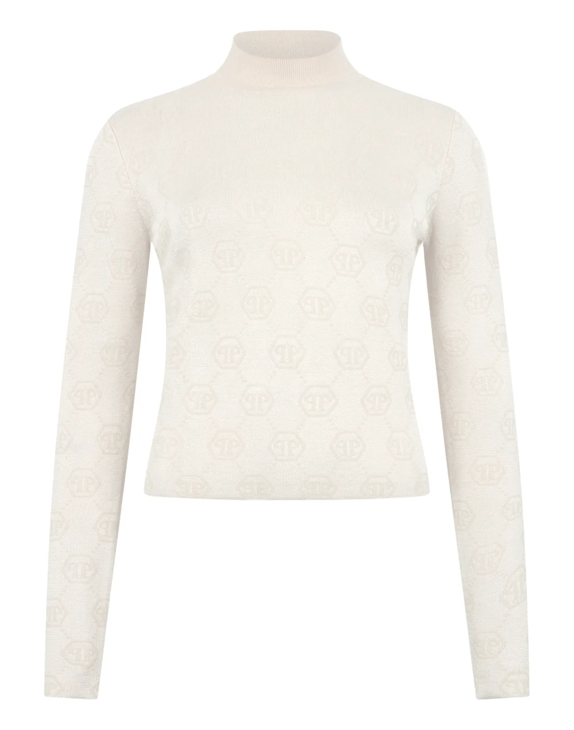 Merino Wool Turtle Neck Jacquard Monogram, цвет: Бежевый