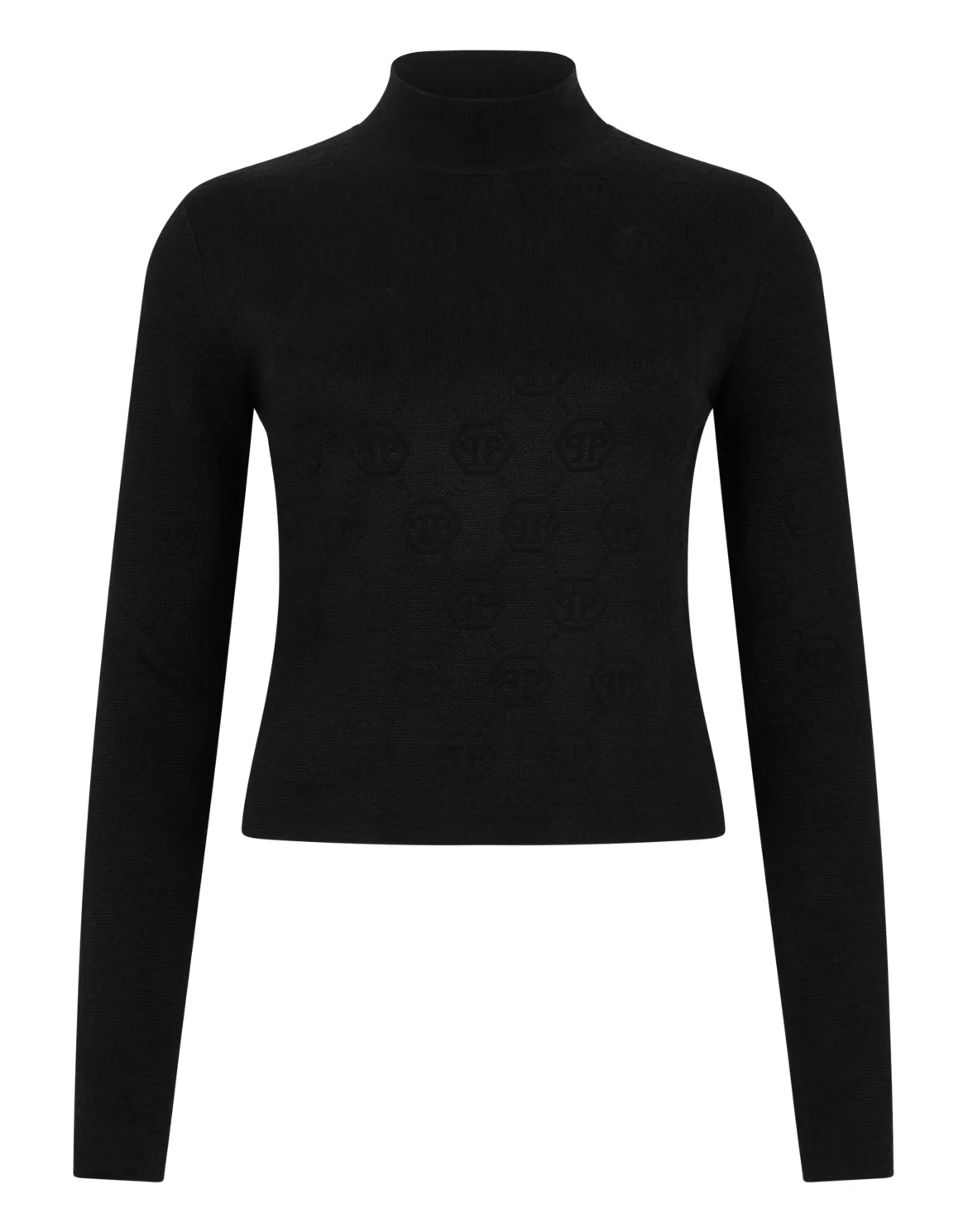 Merino Wool Turtle Neck Jacquard Monogram, цвет: Черный