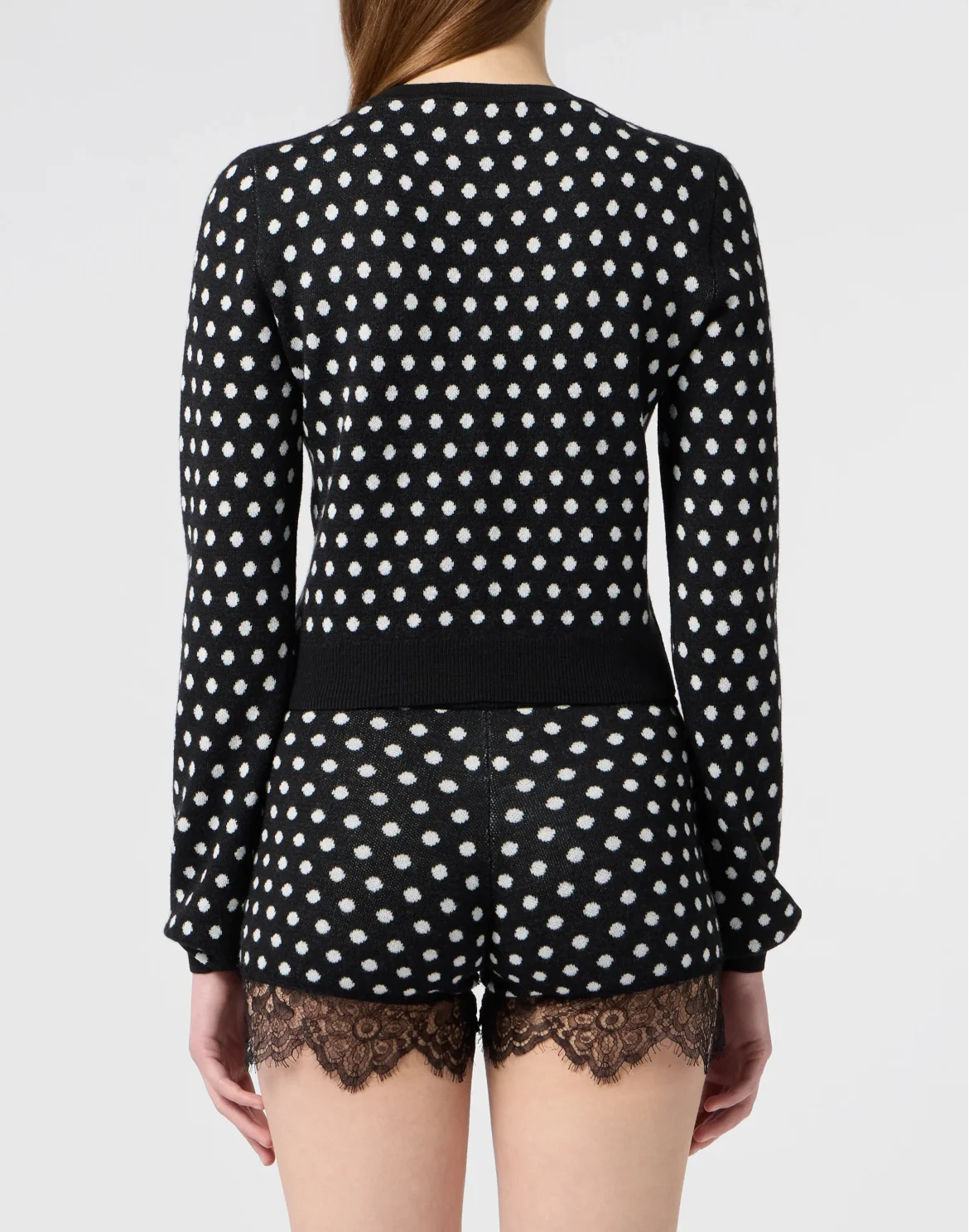 Round Neck Pullover Teddy Polka Dot, цвет: Черный