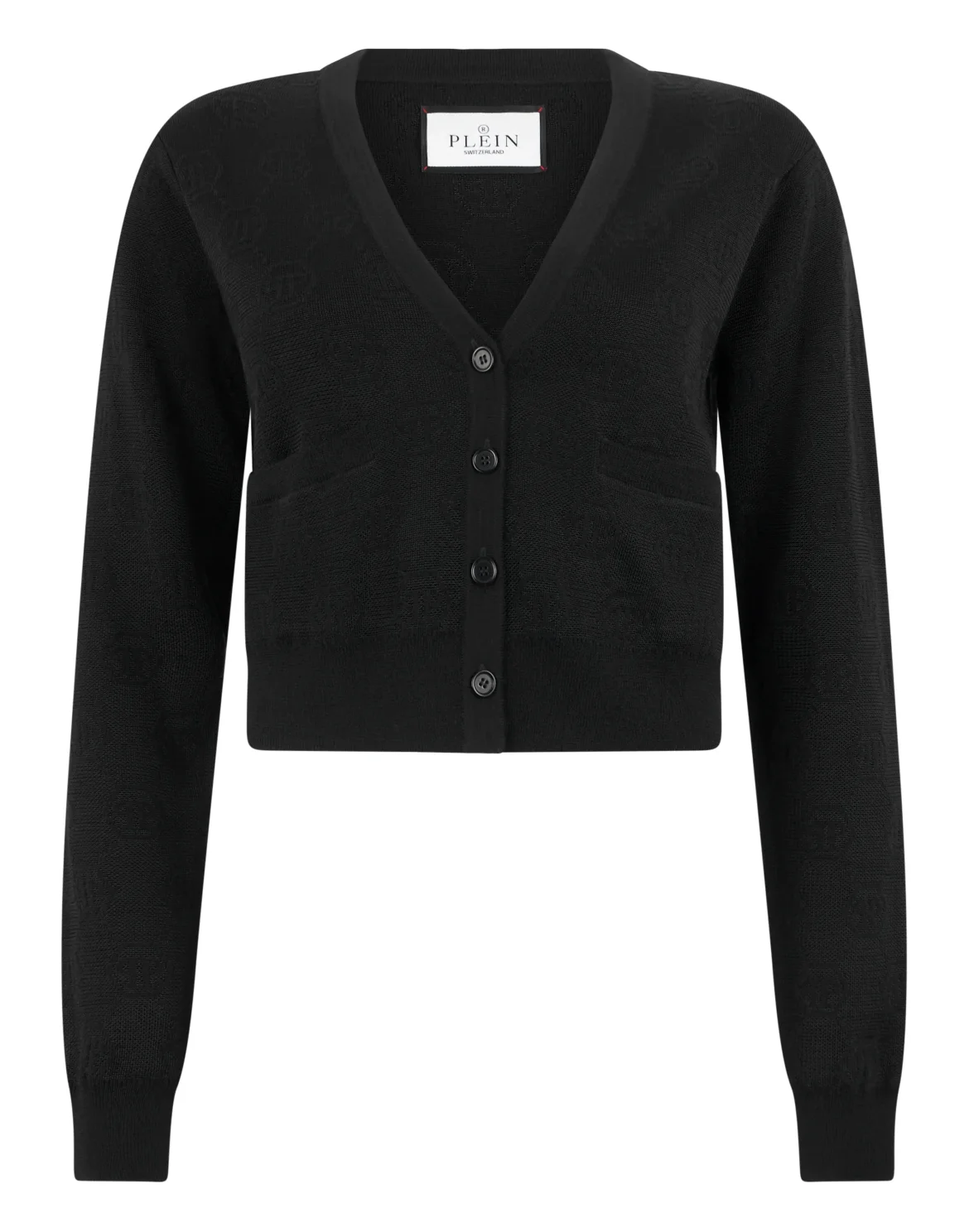 Merino Wool Cardigan Jacquard Monogram, цвет: Черный