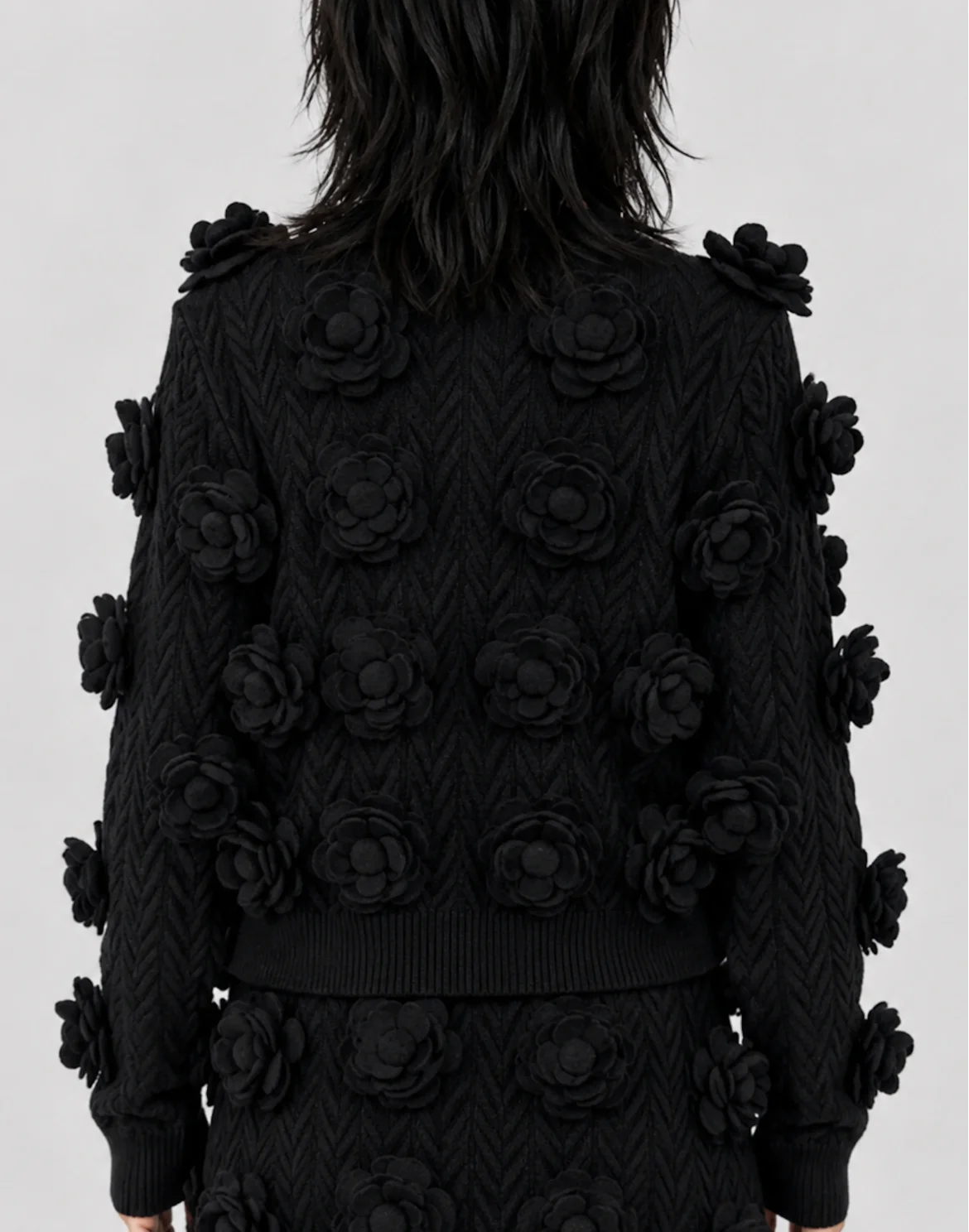 Knitted Cardigan Roses, цвет: Черный