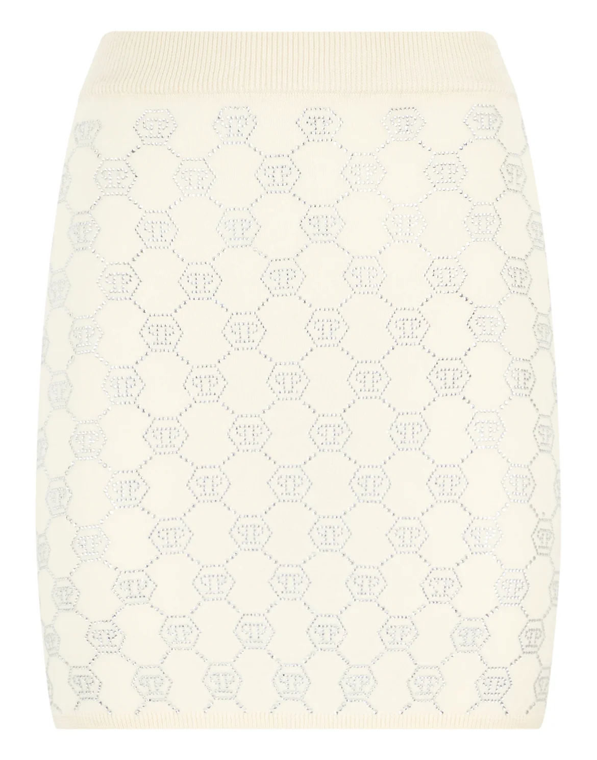 Wool Knitted Skirt Monogram Strass, цвет: Бежевый