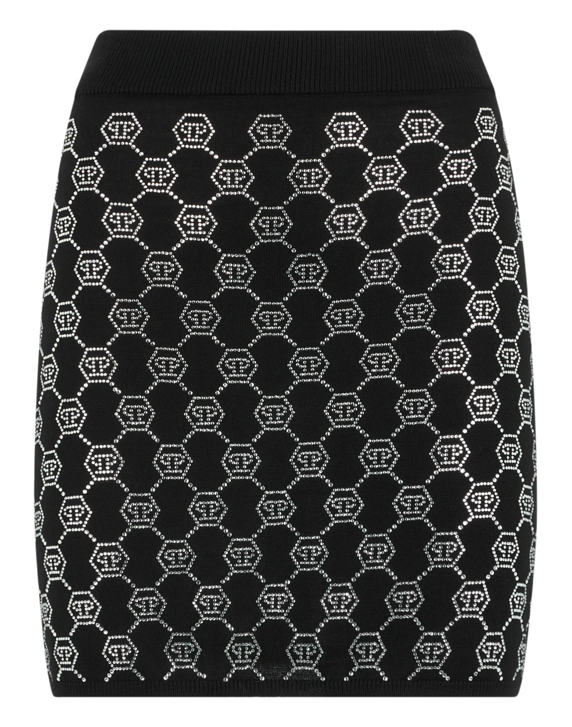 Wool Knitted Skirt Monogram Strass, цвет: Черный