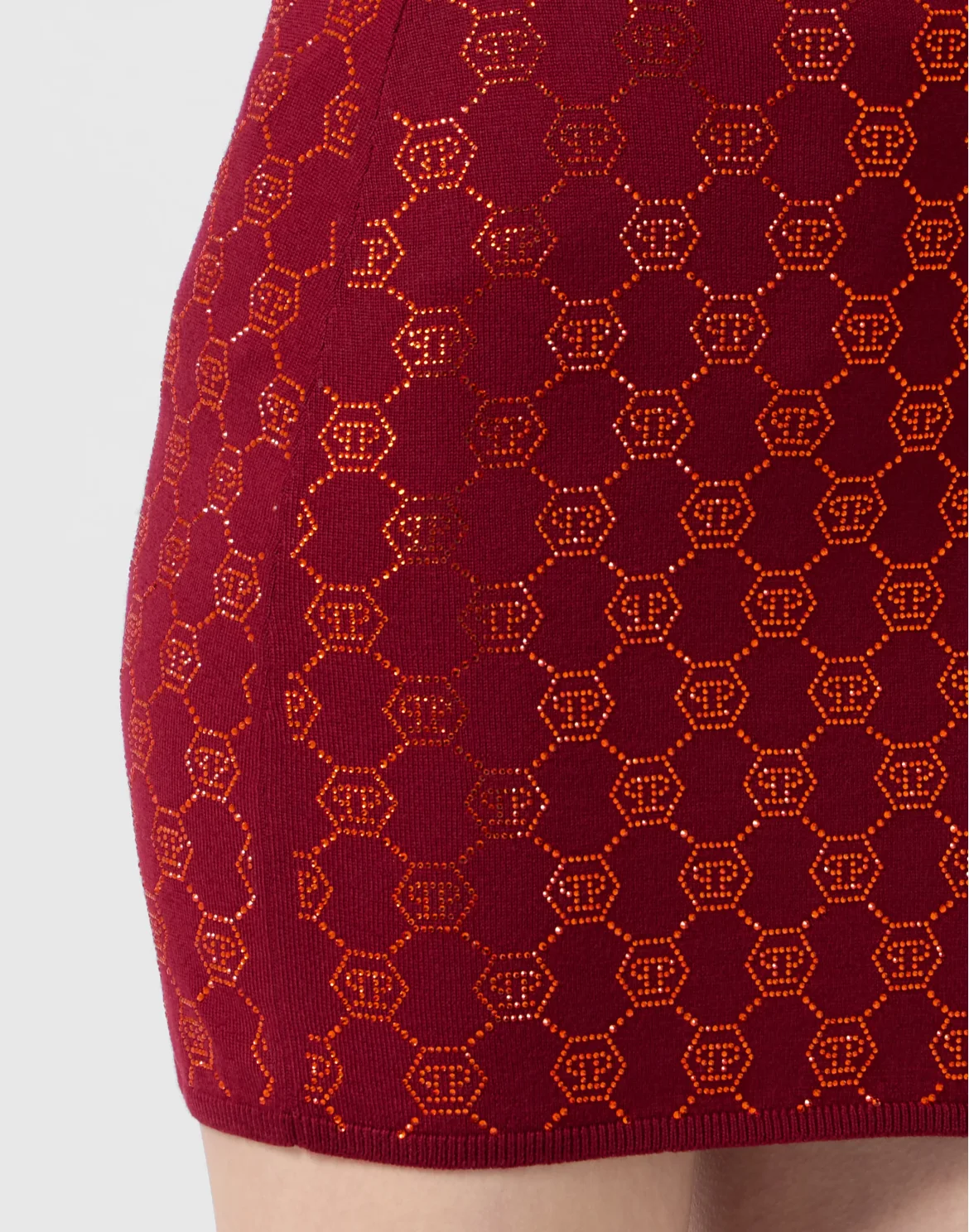 Wool Knitted Skirt Monogram Strass, цвет: Красный
