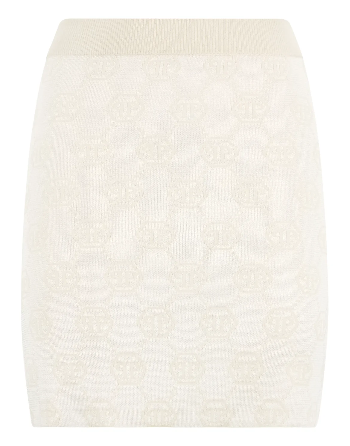 Merino Wool Mini Skirt Jacquard Monogram, цвет: Бежевый