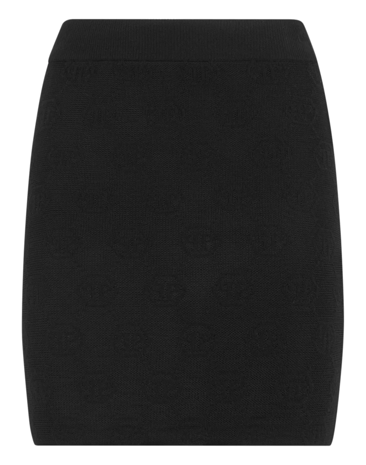 Merino Wool Mini Skirt Jacquard Monogram, цвет: Черный