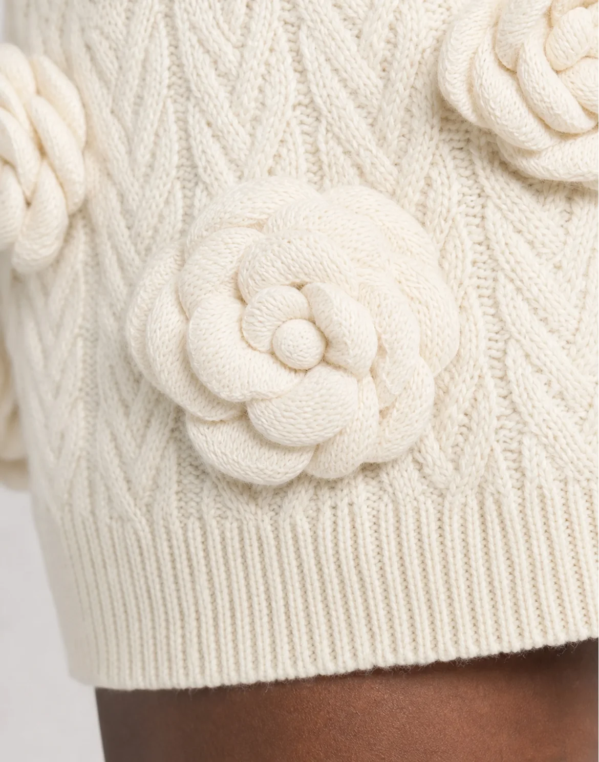 Knitted Mini Skirt Roses, цвет: Бежевый