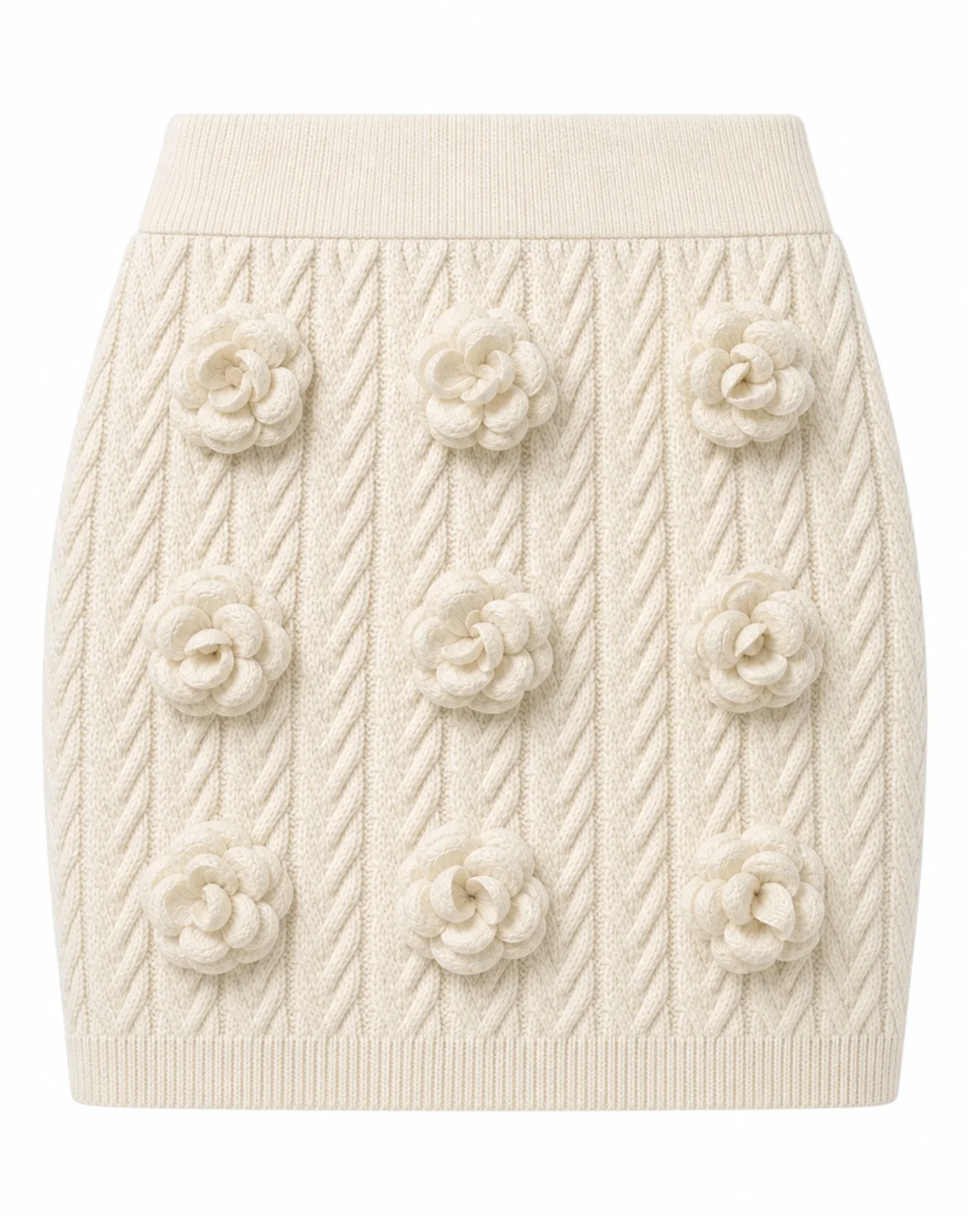 Knitted Mini Skirt Roses, цвет: Бежевый