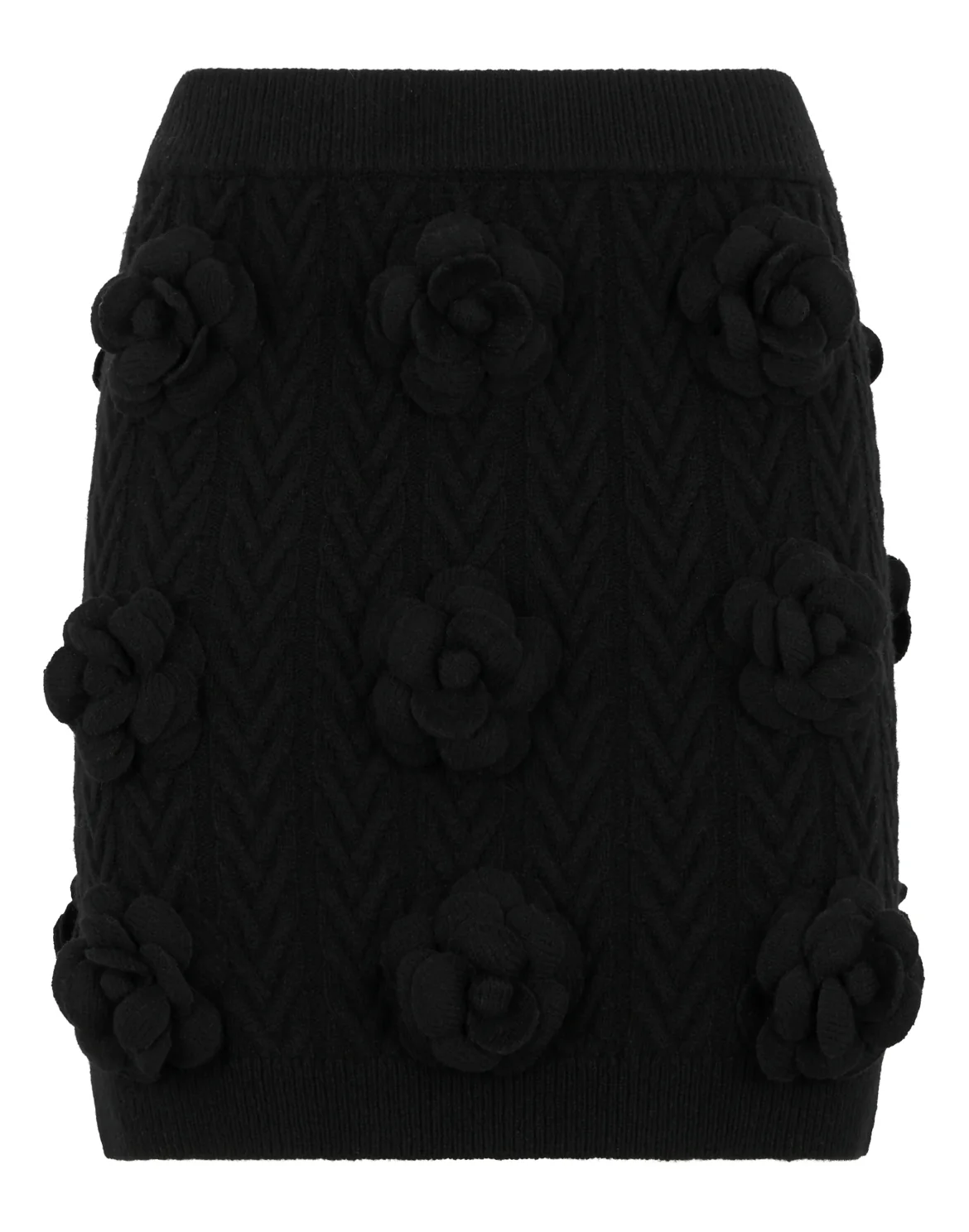 Knitted Mini Skirt Roses, цвет: Черный
