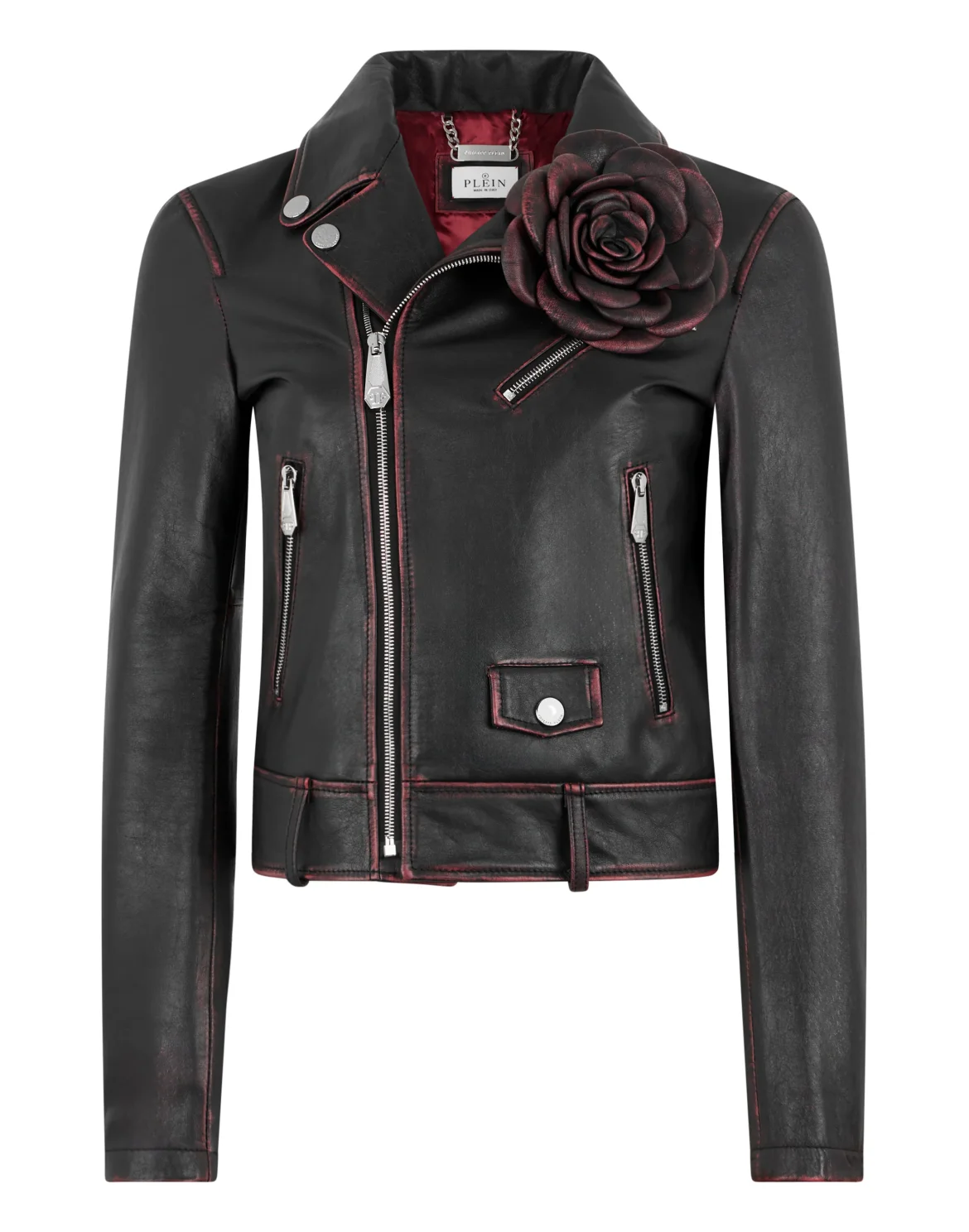 Boxy Biker Jacket Pull-Up Rose, цвет: Красный