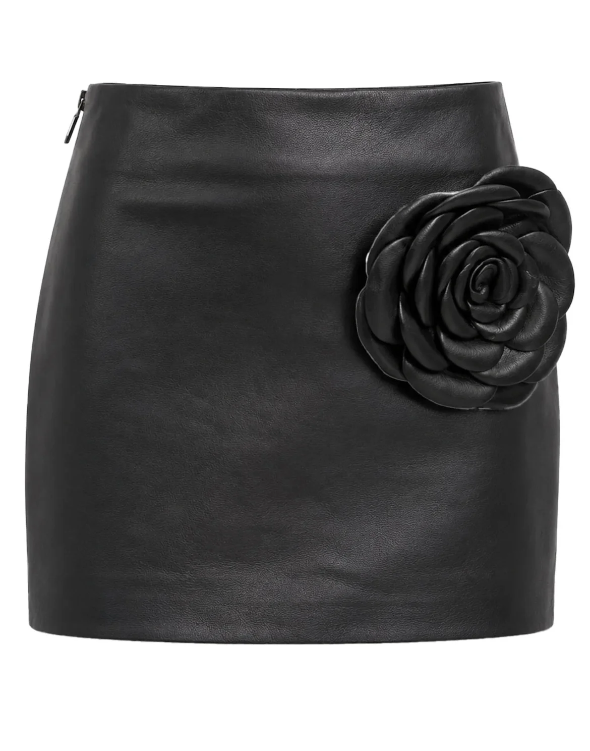 Leather Mini Skirt Flower, цвет: Черный