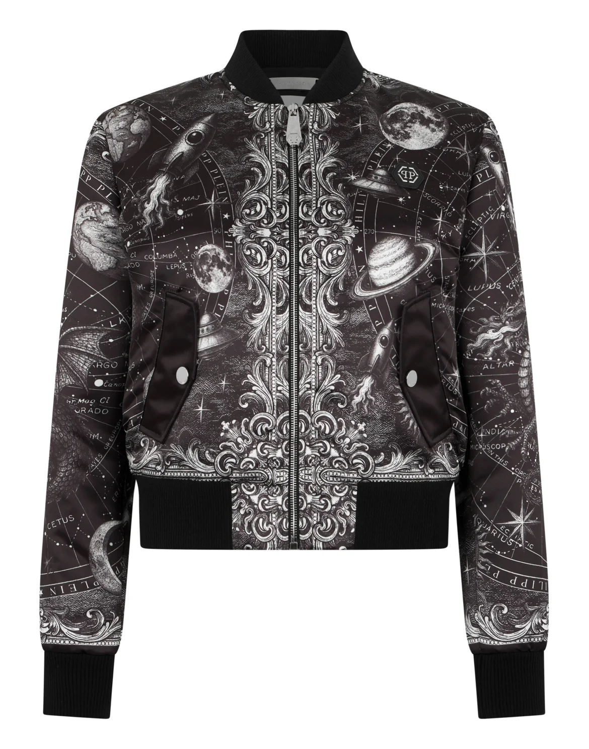 Regular Fit Satin Bomber Zodiac, цвет: Черный