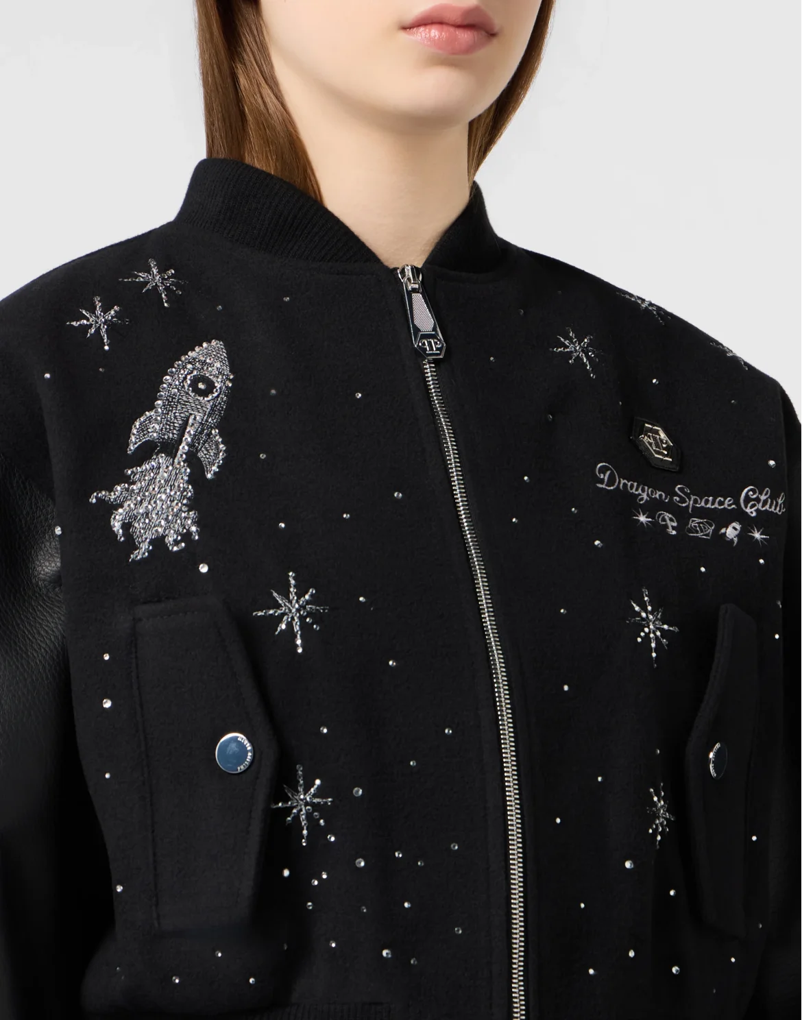 Regular Fit Bomber Strass Zodiac, цвет: Черный