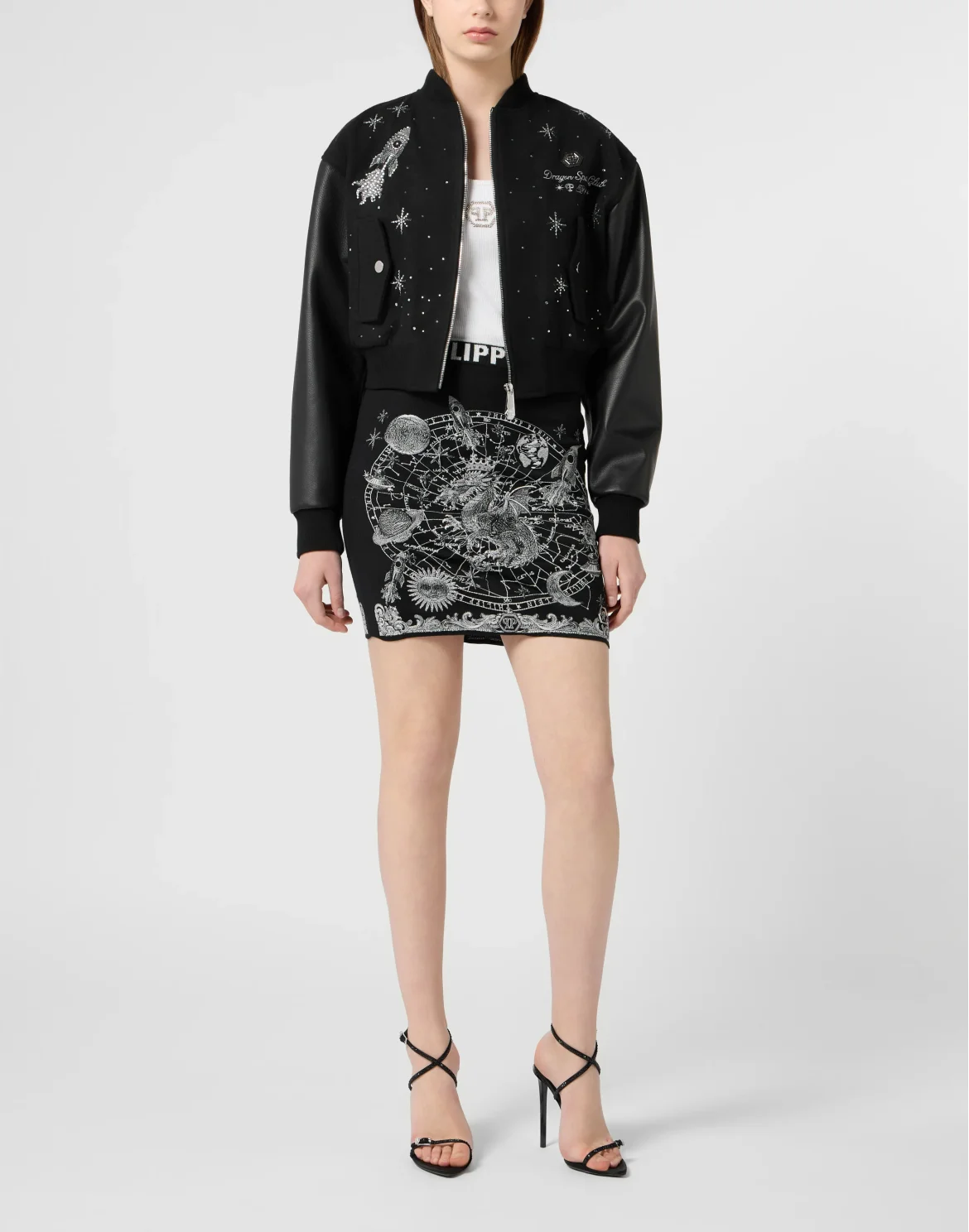 Regular Fit Bomber Strass Zodiac, цвет: Черный