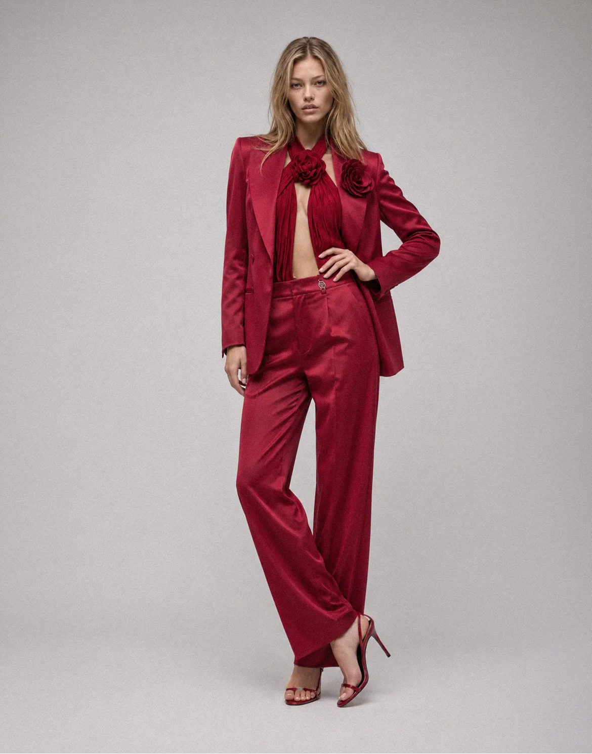Dame Fit Double Breasted Blazer Flower, цвет: Красный
