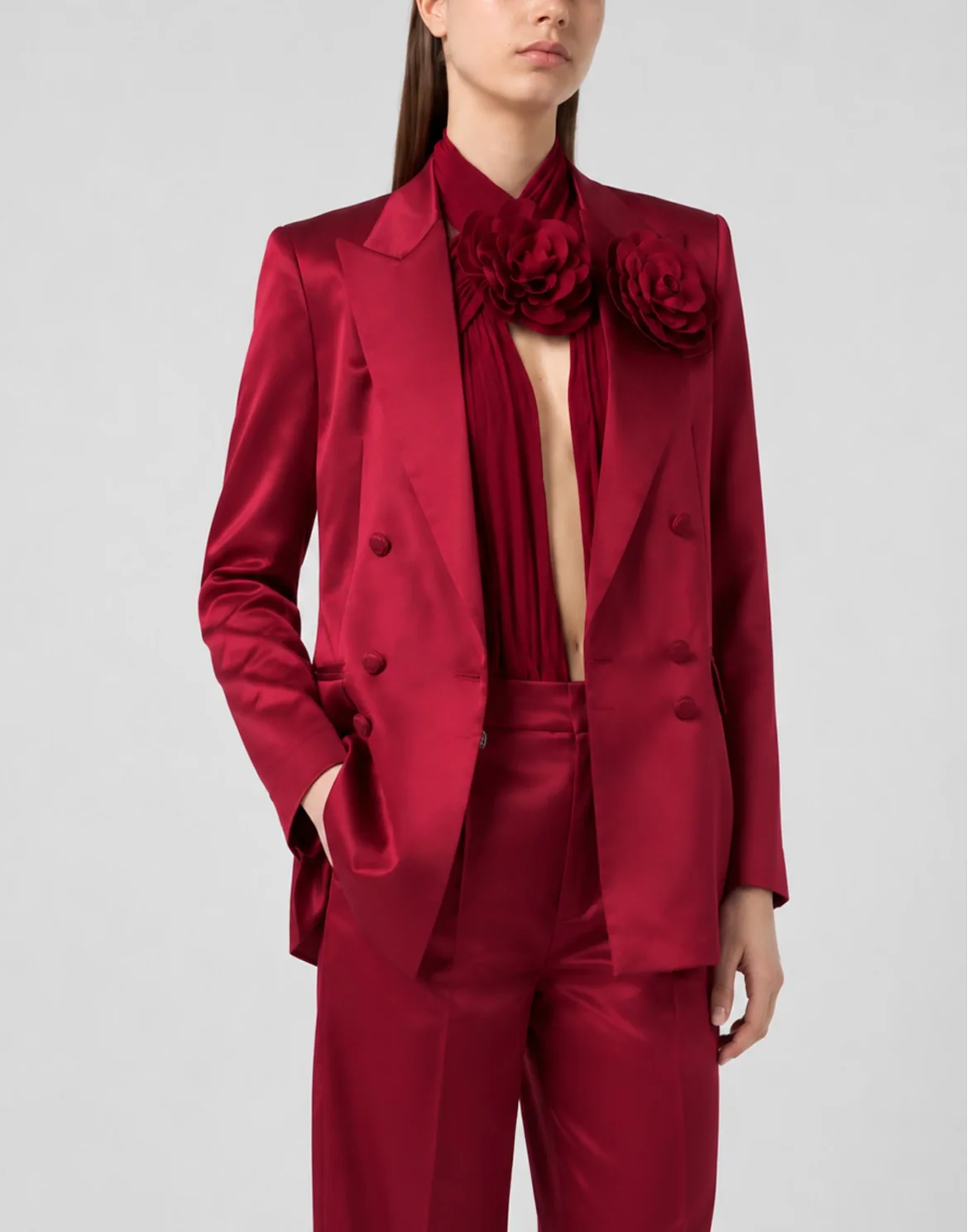 Dame Fit Double Breasted Blazer Flower, цвет: Красный